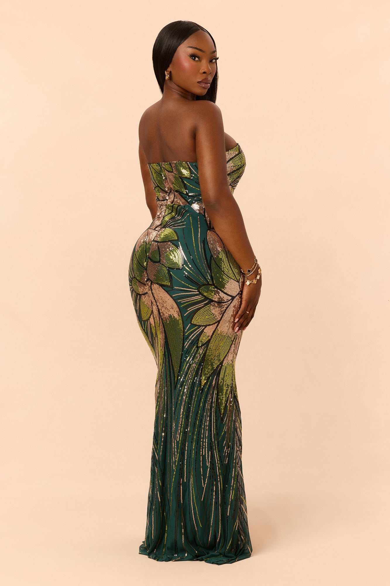Dayah Sequin Gown - Green/combo image 4