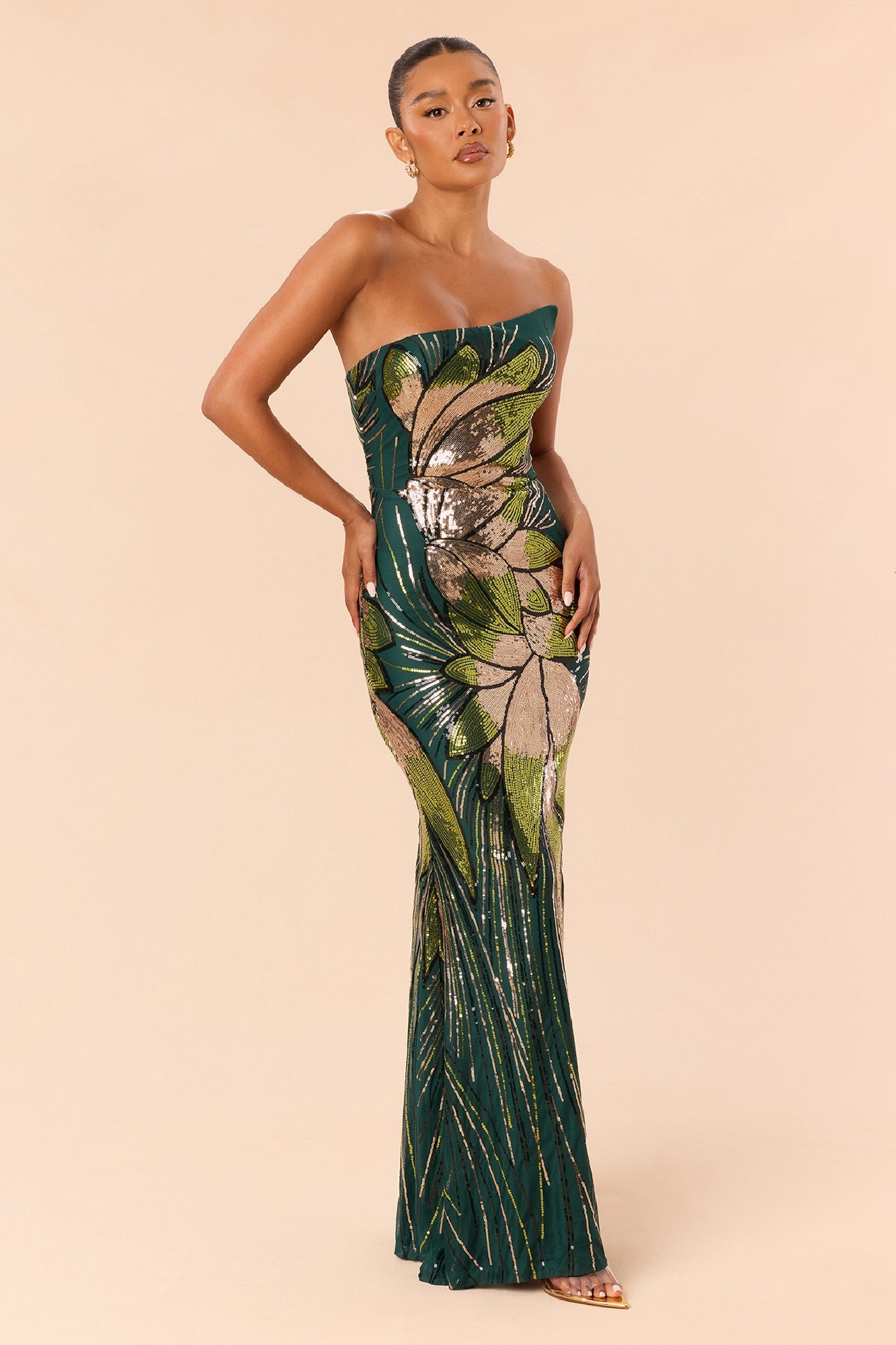 Dayah Sequin Gown - Green/combo image 5