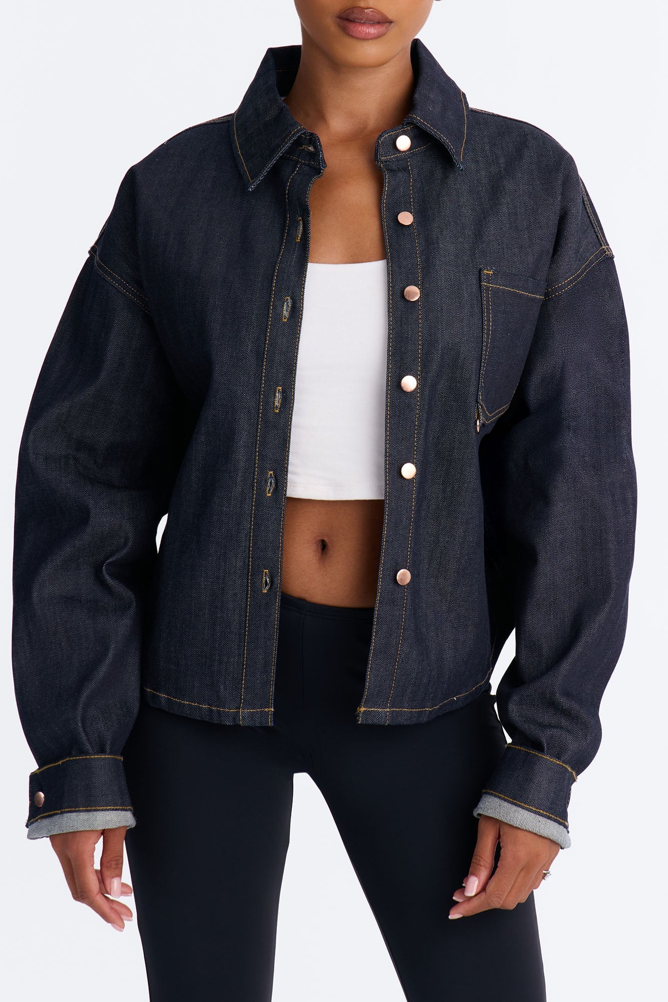Premium Selvedge Utility Denim Jacket - Dark Denim image 5