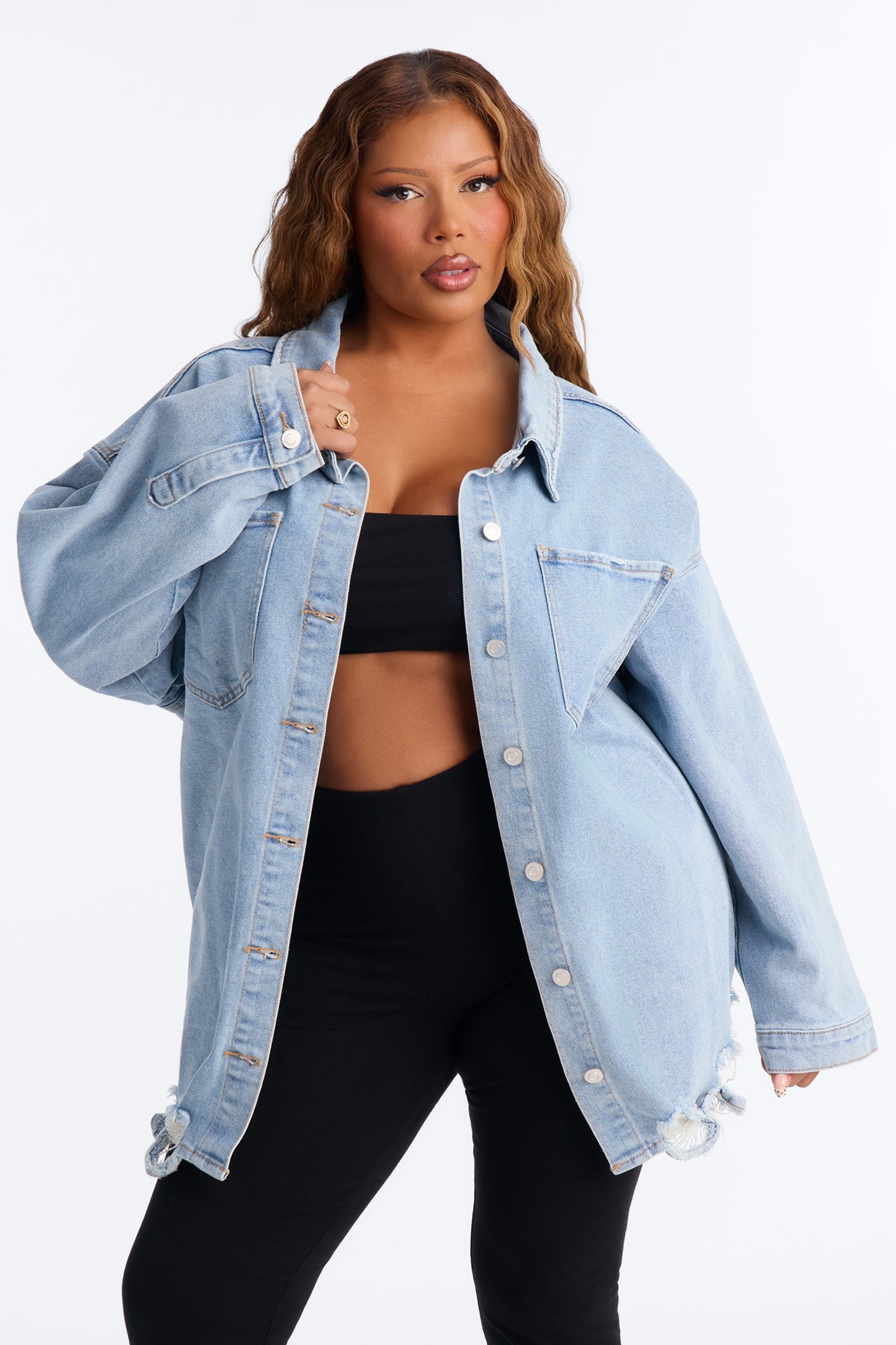 Had Me At Hello Denim Shacket - Light Wash image 2