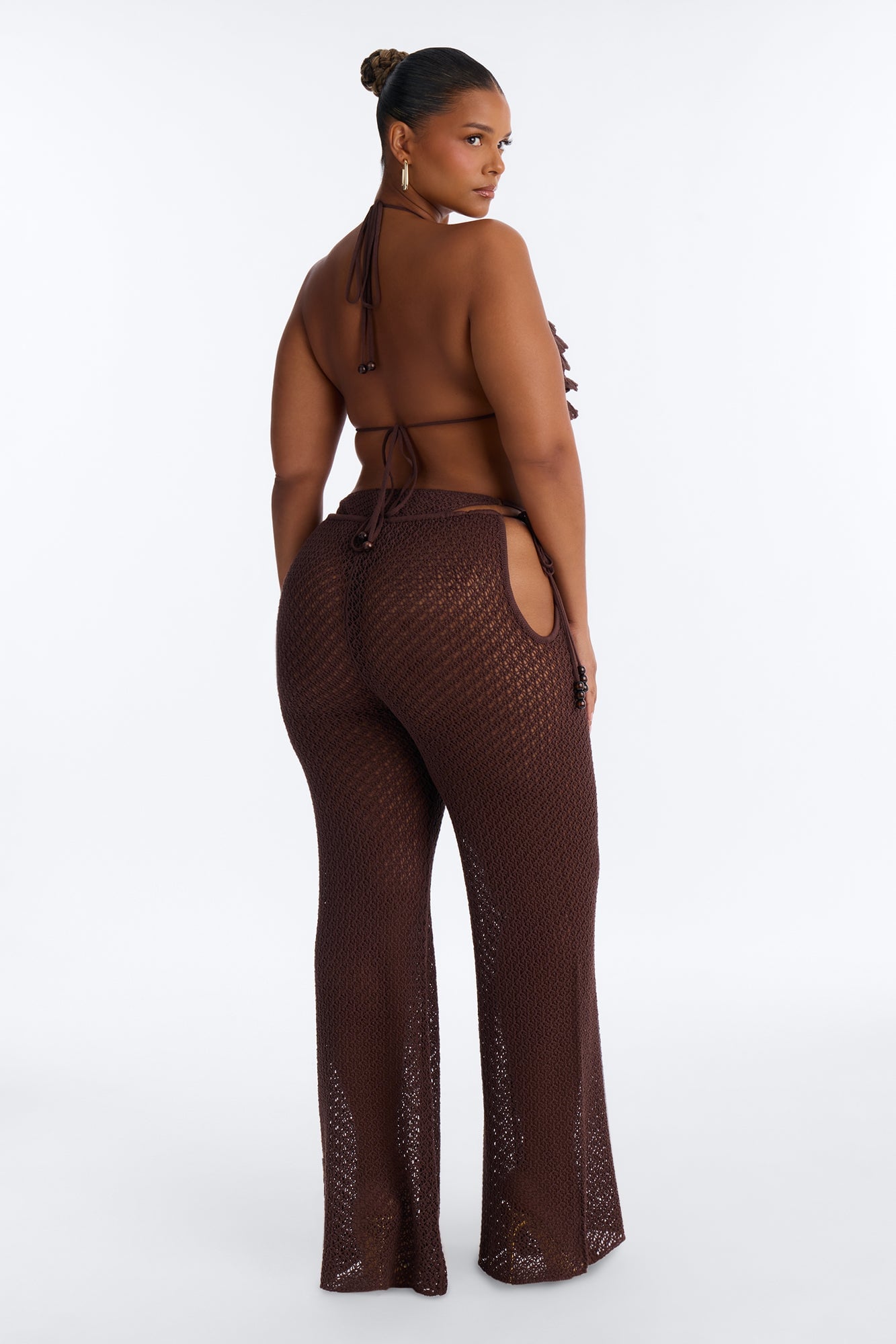 Sunset Crochet 3 Piece Pant Set - Chocolate image 3