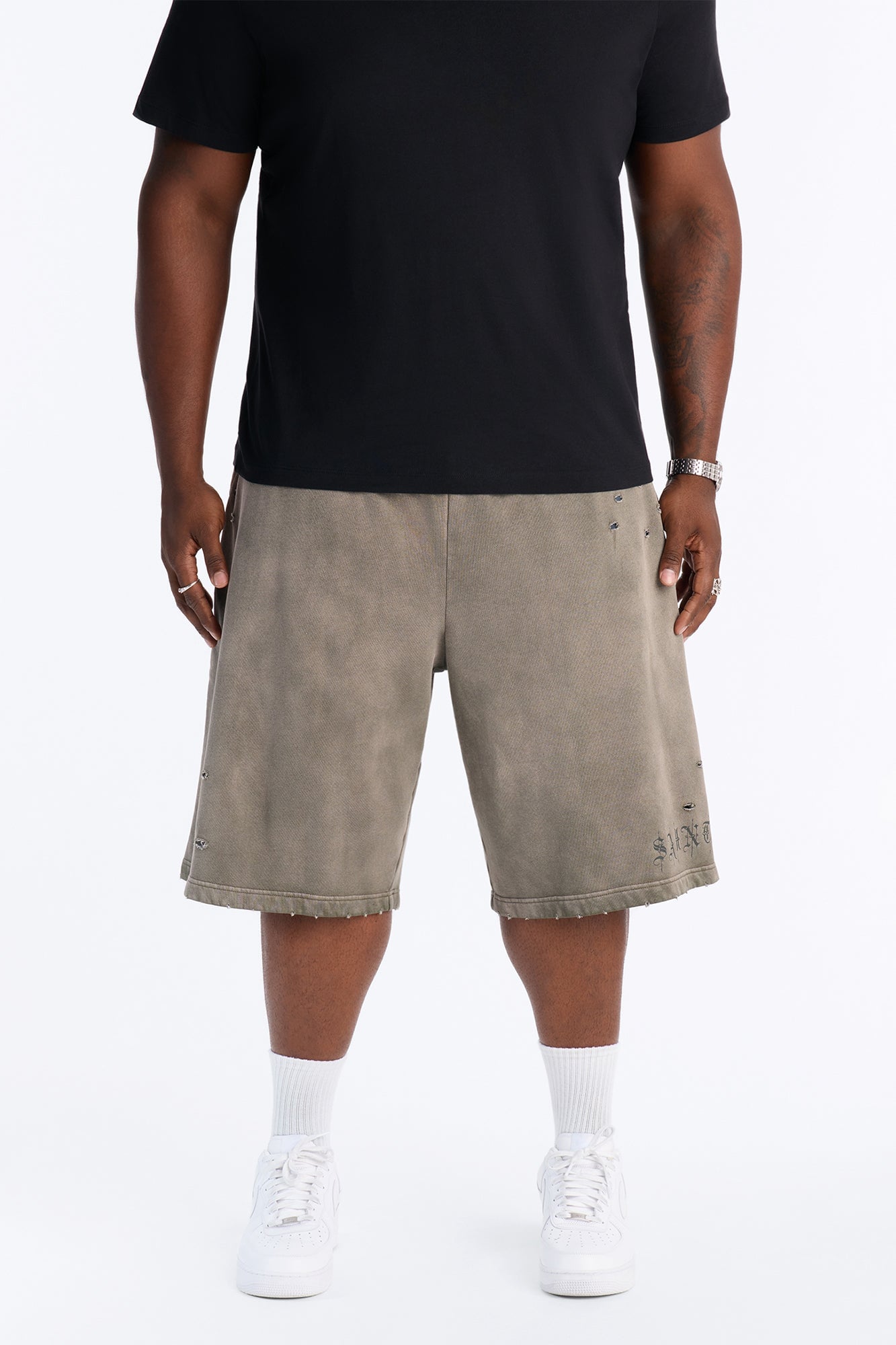 Saint Washed Baggy Shorts - Green/combo image 2