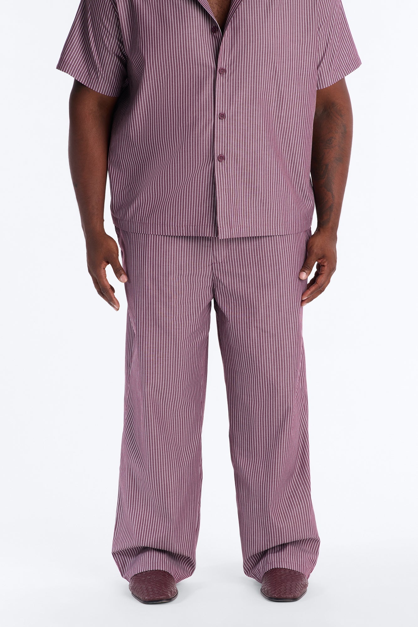 Monaco Relaxed Stripe Pant - Burgundy/combo image 2