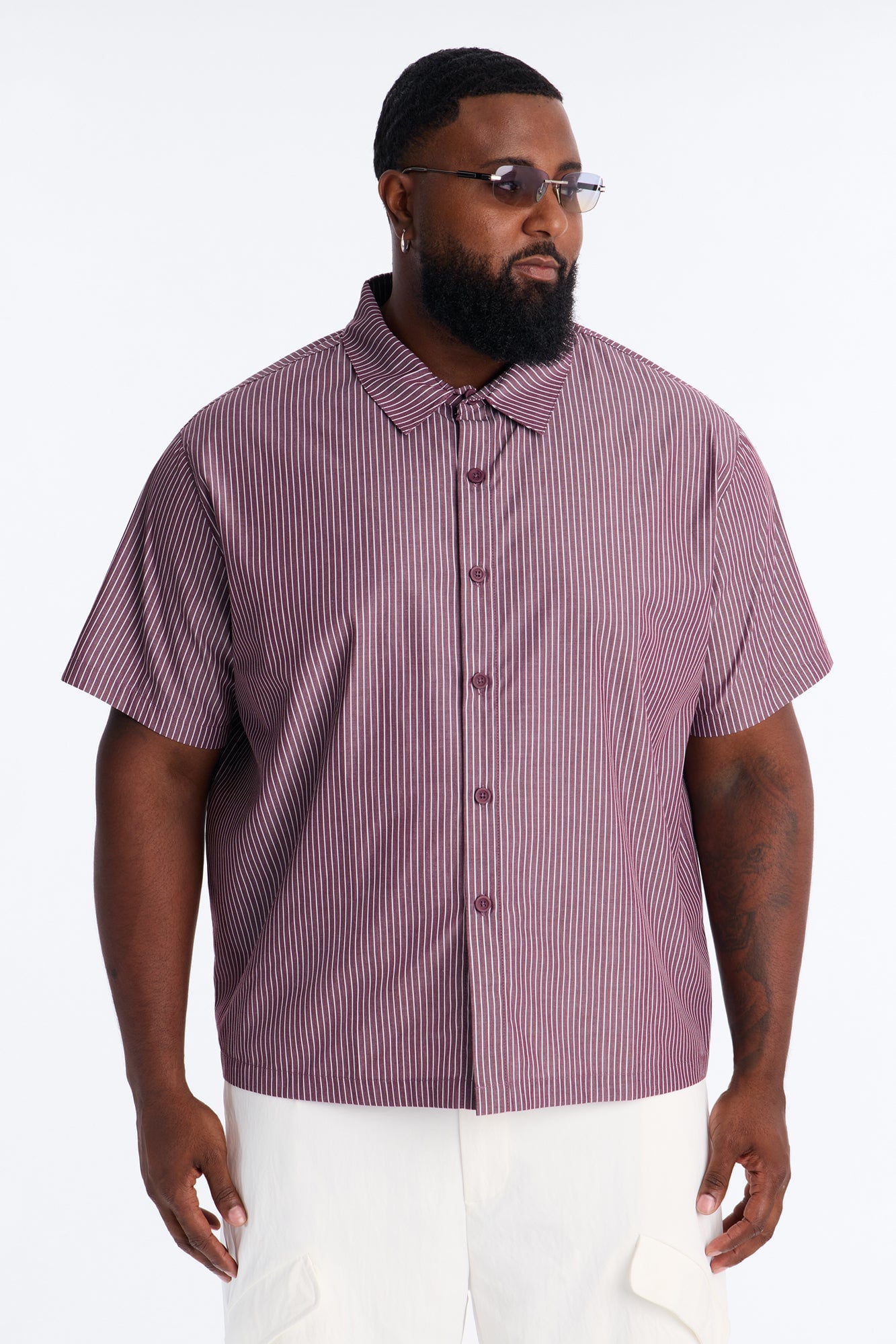 Monaco Relaxed Full Button Shirt - Burgundy/combo image 1