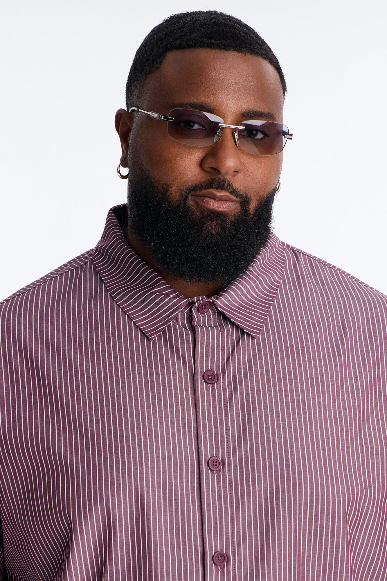 Monaco Relaxed Full Button Shirt - Burgundy/combo image 3