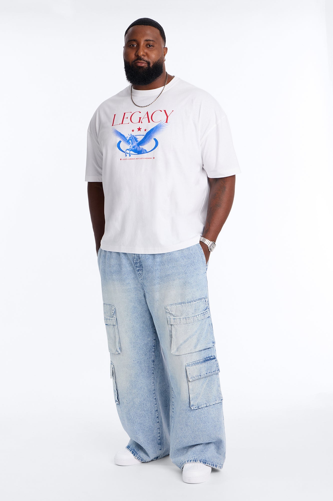 Legacy Pegasus Vintage Oversized Short Sleeve Tee - White alternate