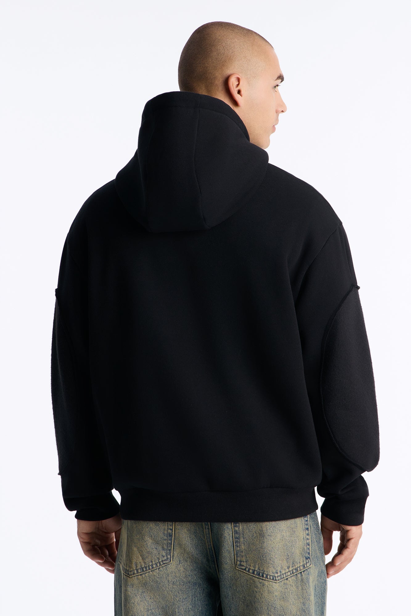 Reverse Panel Oversized Hoodie - Black image 8