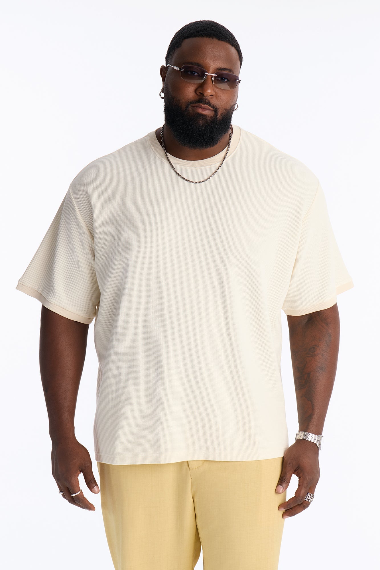 Classic Waffle Tee - Cream image 1