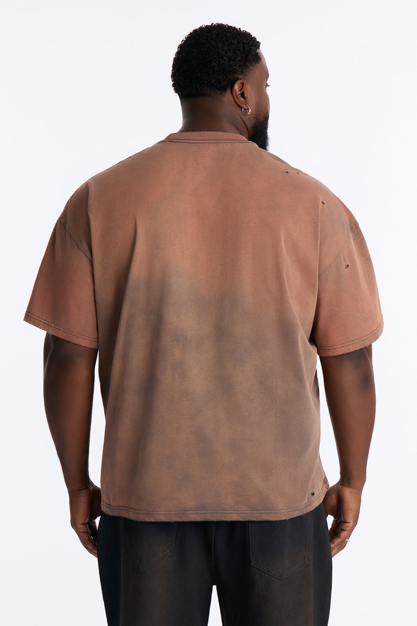 Inverse Pocket Wash Destructed Tee - Washed Brown image 4