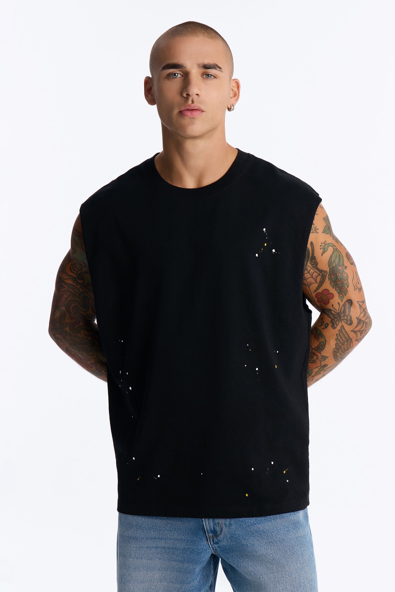 Paint Splatter Muscle Tee - Black/combo image 5