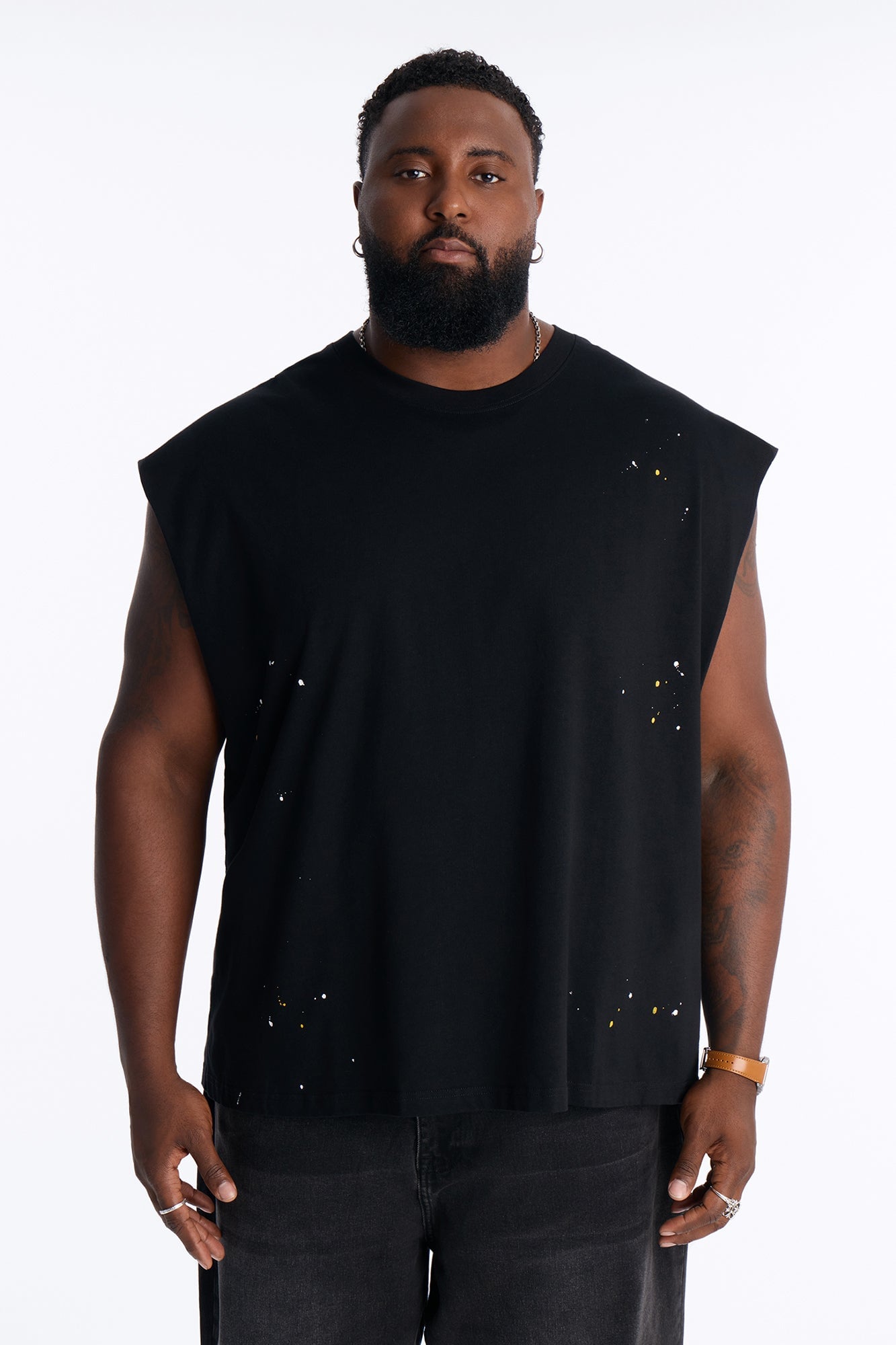 Paint Splatter Muscle Tee - Black/combo image 1