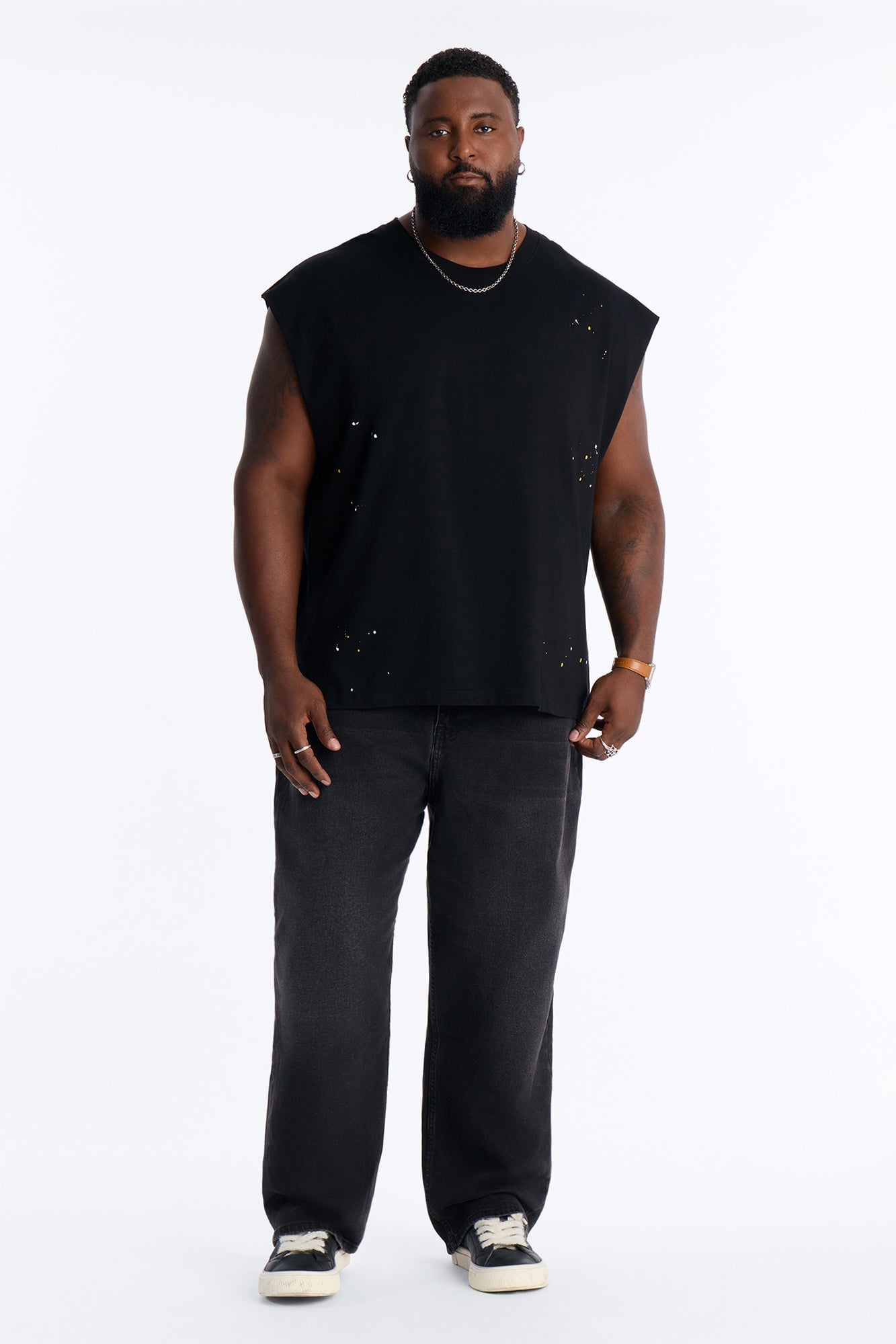 Paint Splatter Muscle Tee - Black/combo image 2