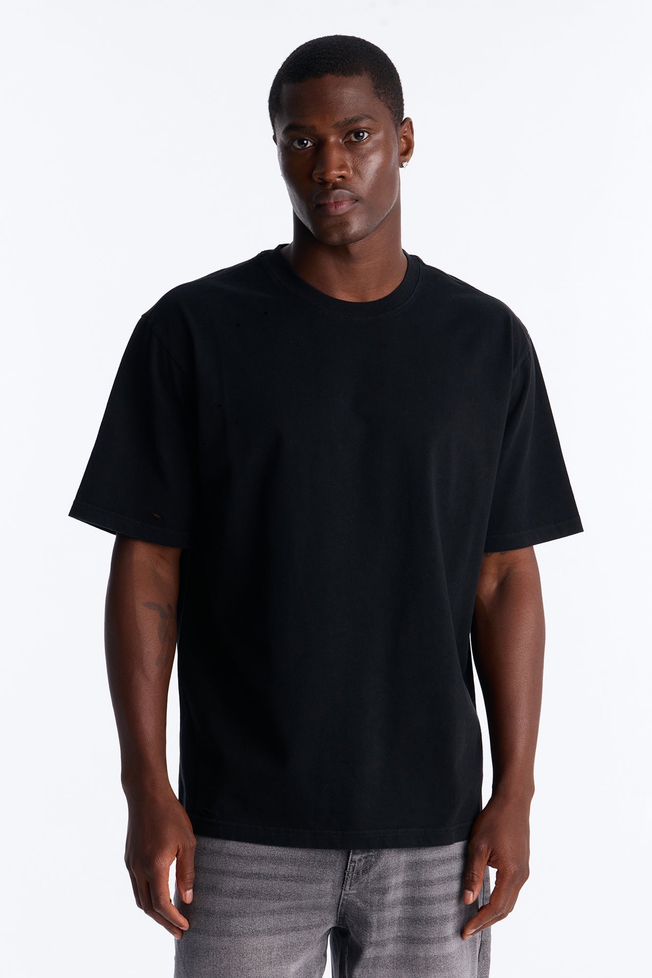 Destructed Crewneck Tee - Black image 5