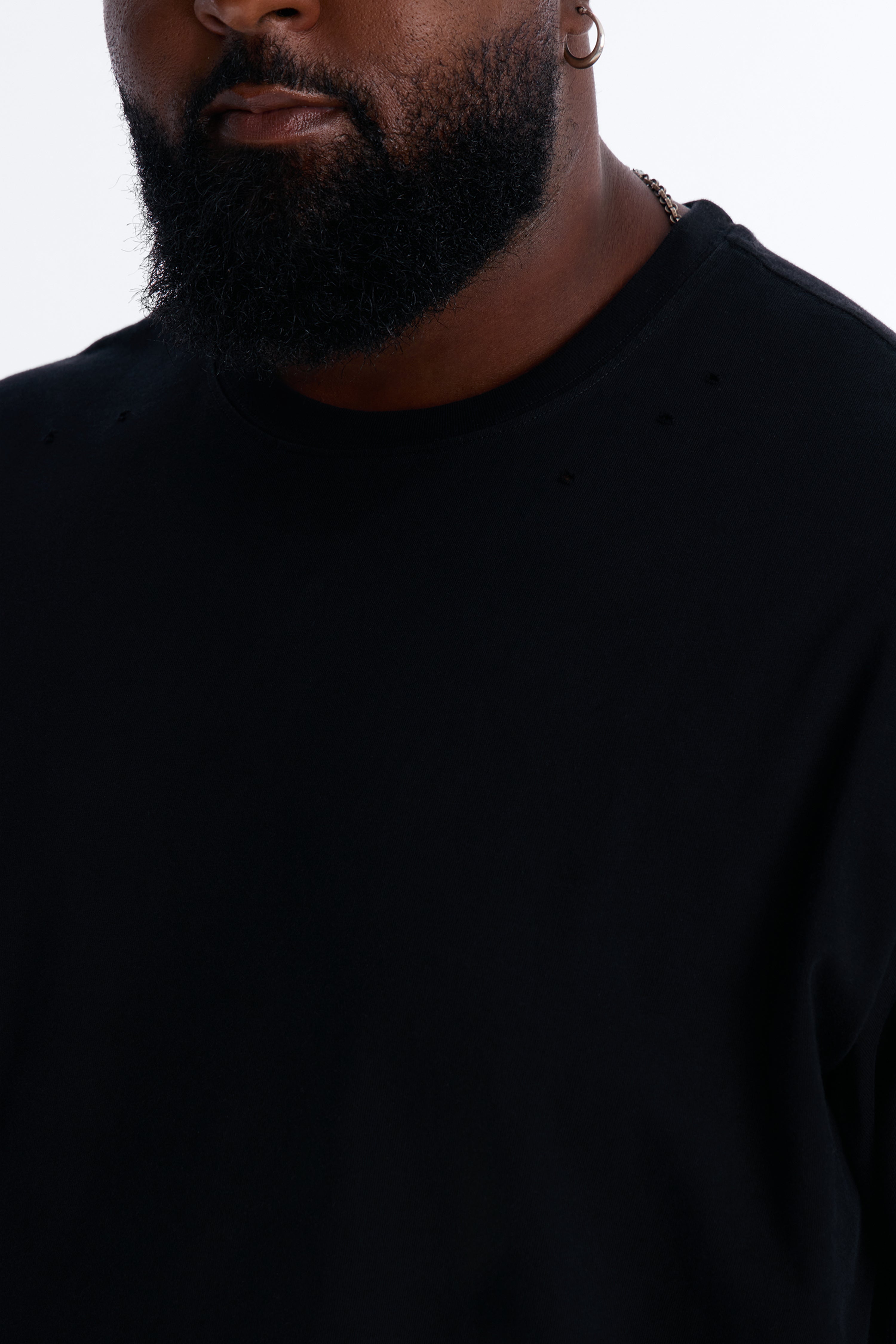 Destructed Crewneck Tee - Black image 4