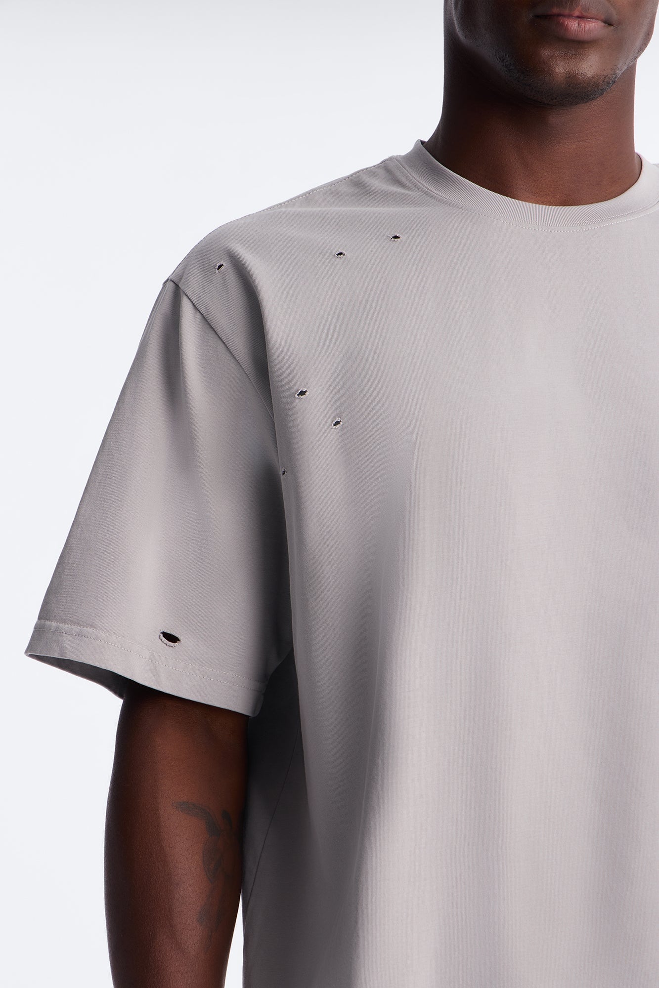 Destructed Crewneck Tee - Grey image 7