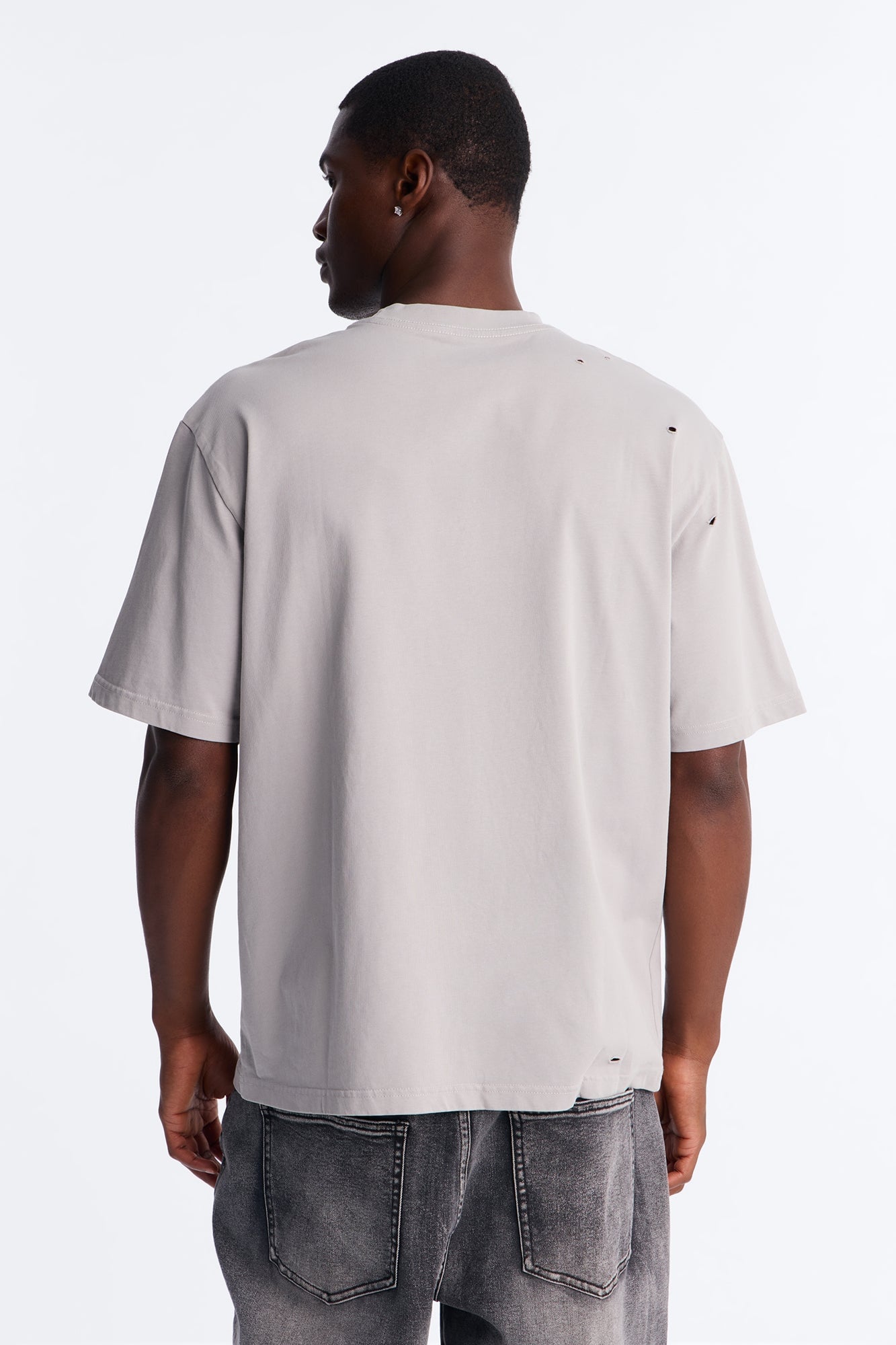 Destructed Crewneck Tee - Grey image 8