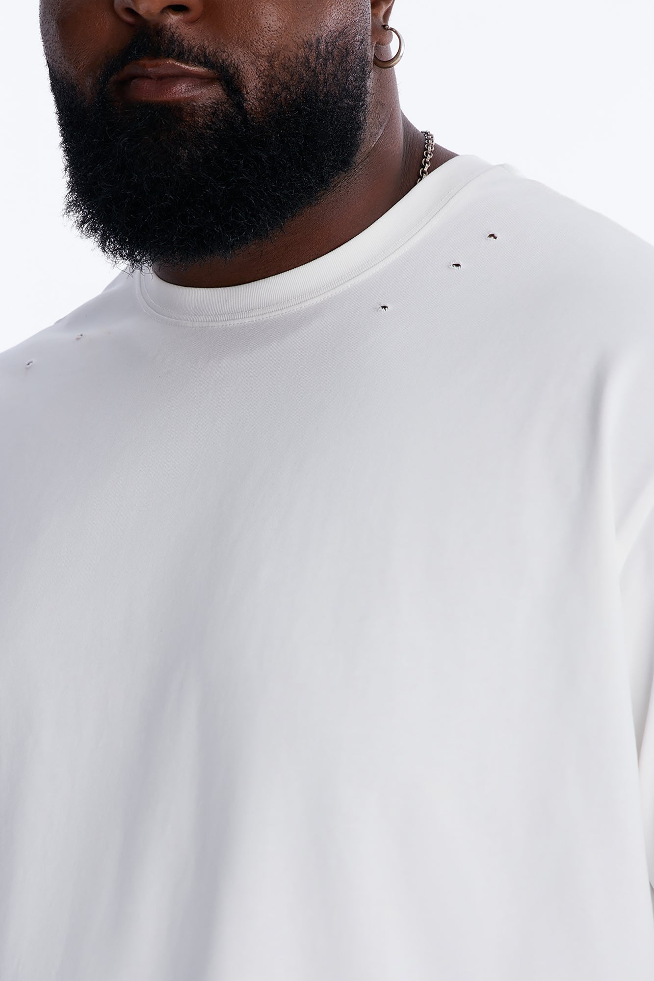 Destructed Crewneck Tee - White image 4