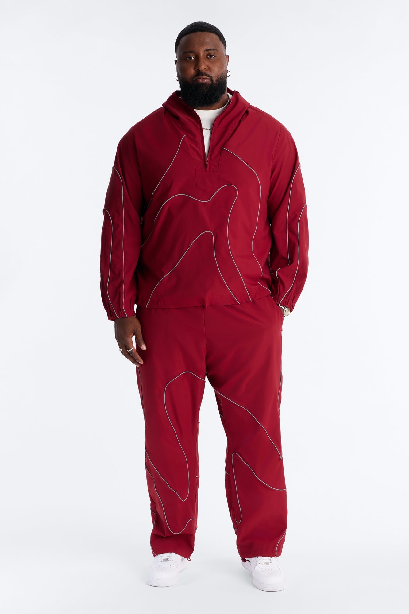 Straight Futuristic Mode Track Pant - Red image 1