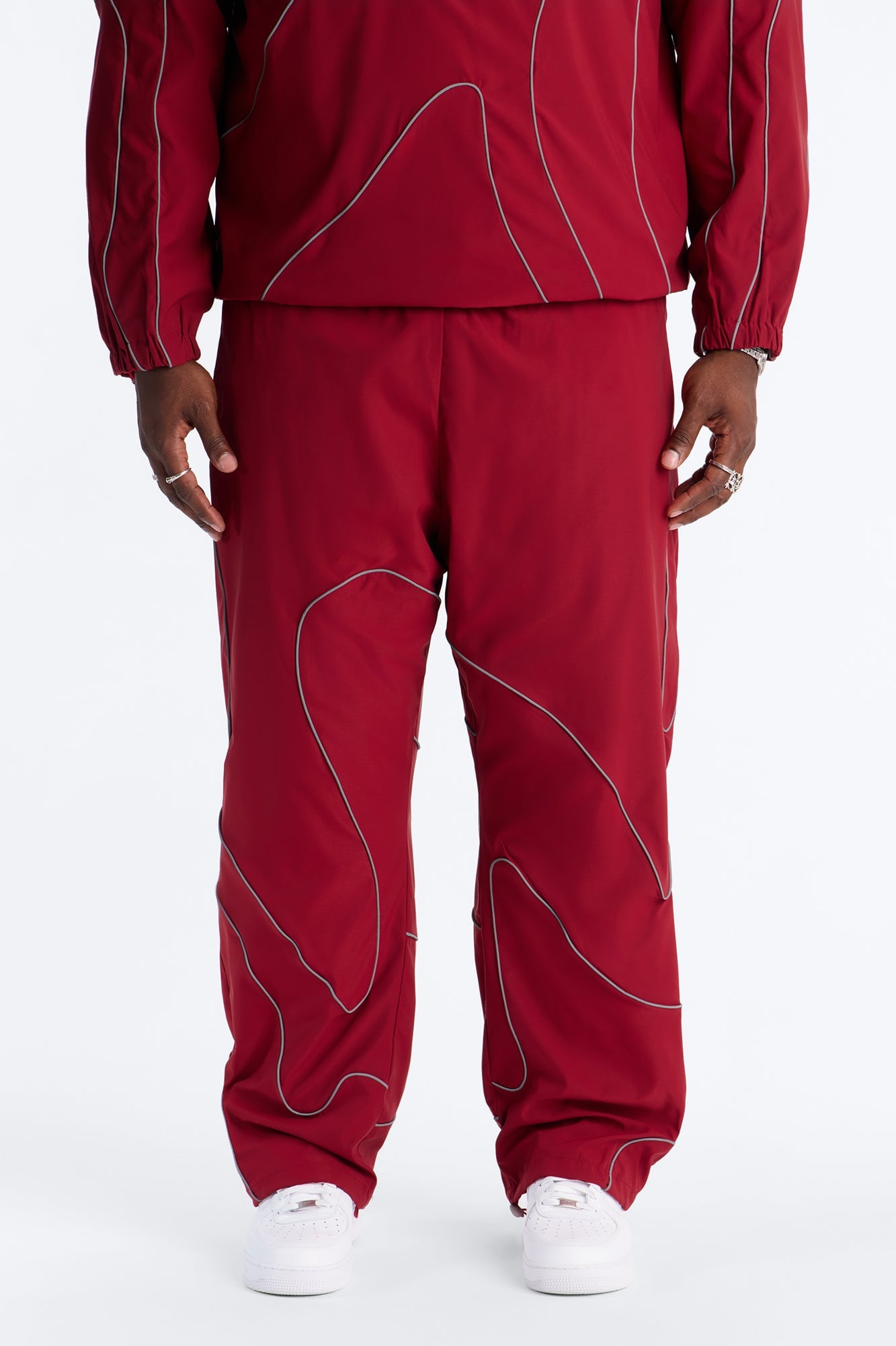 Straight Futuristic Mode Track Pant - Red image 2