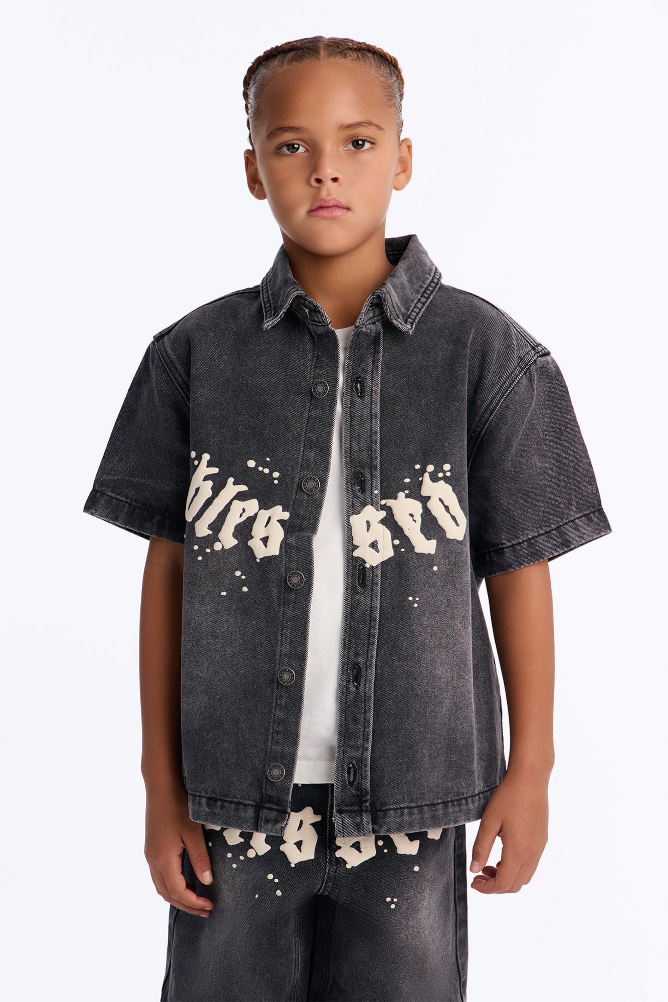 Mini Been Blessed Denim Button Up Shirt - Black image 1