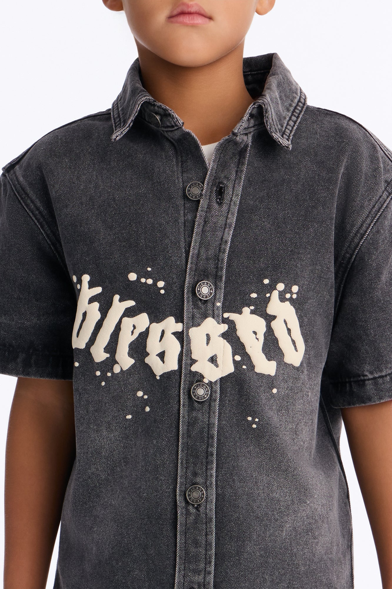 Mini Been Blessed Denim Button Up Shirt - Black image 3