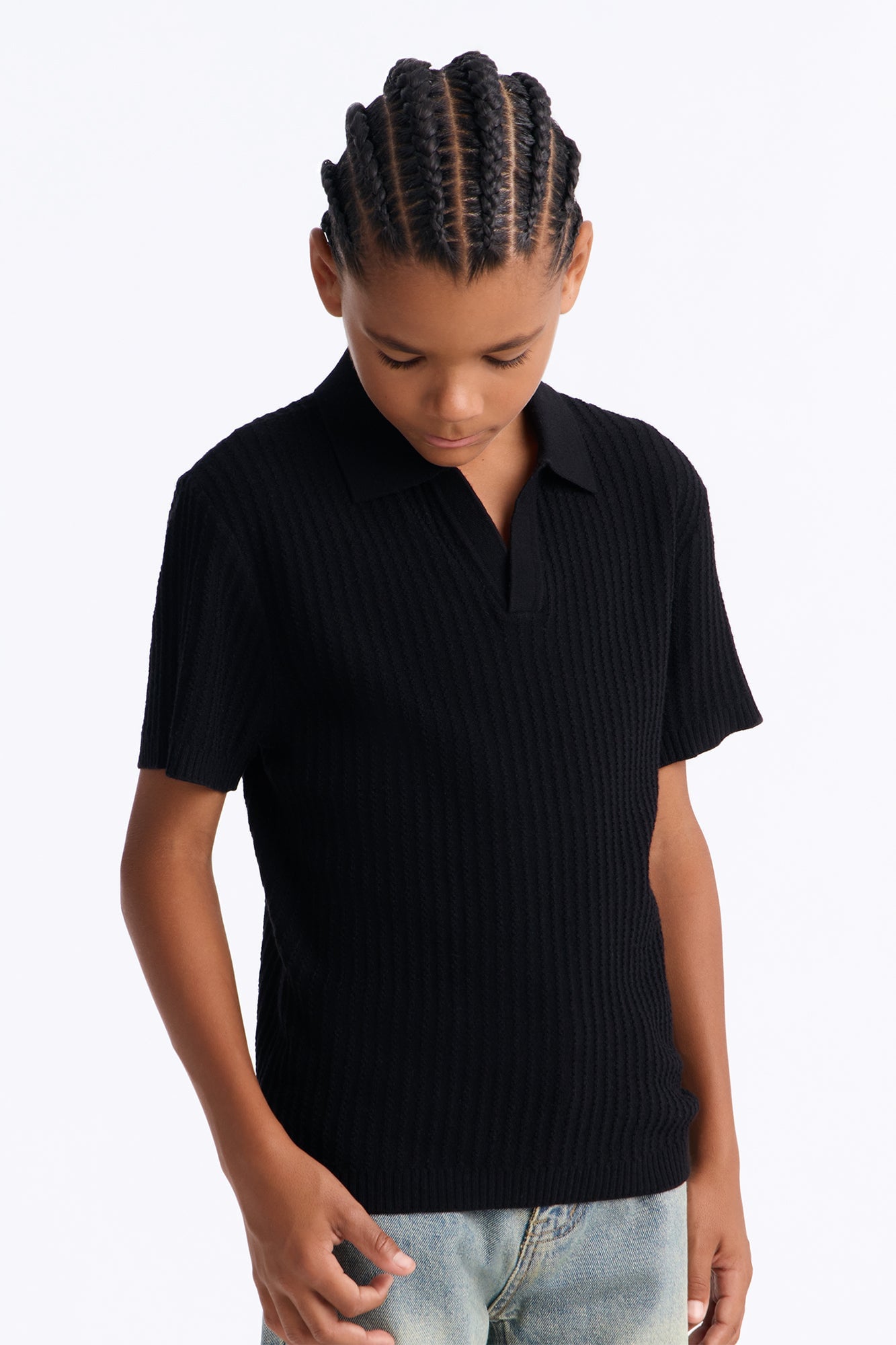 Mini Coastal Knit Short Sleeve Shirt - Black image 4
