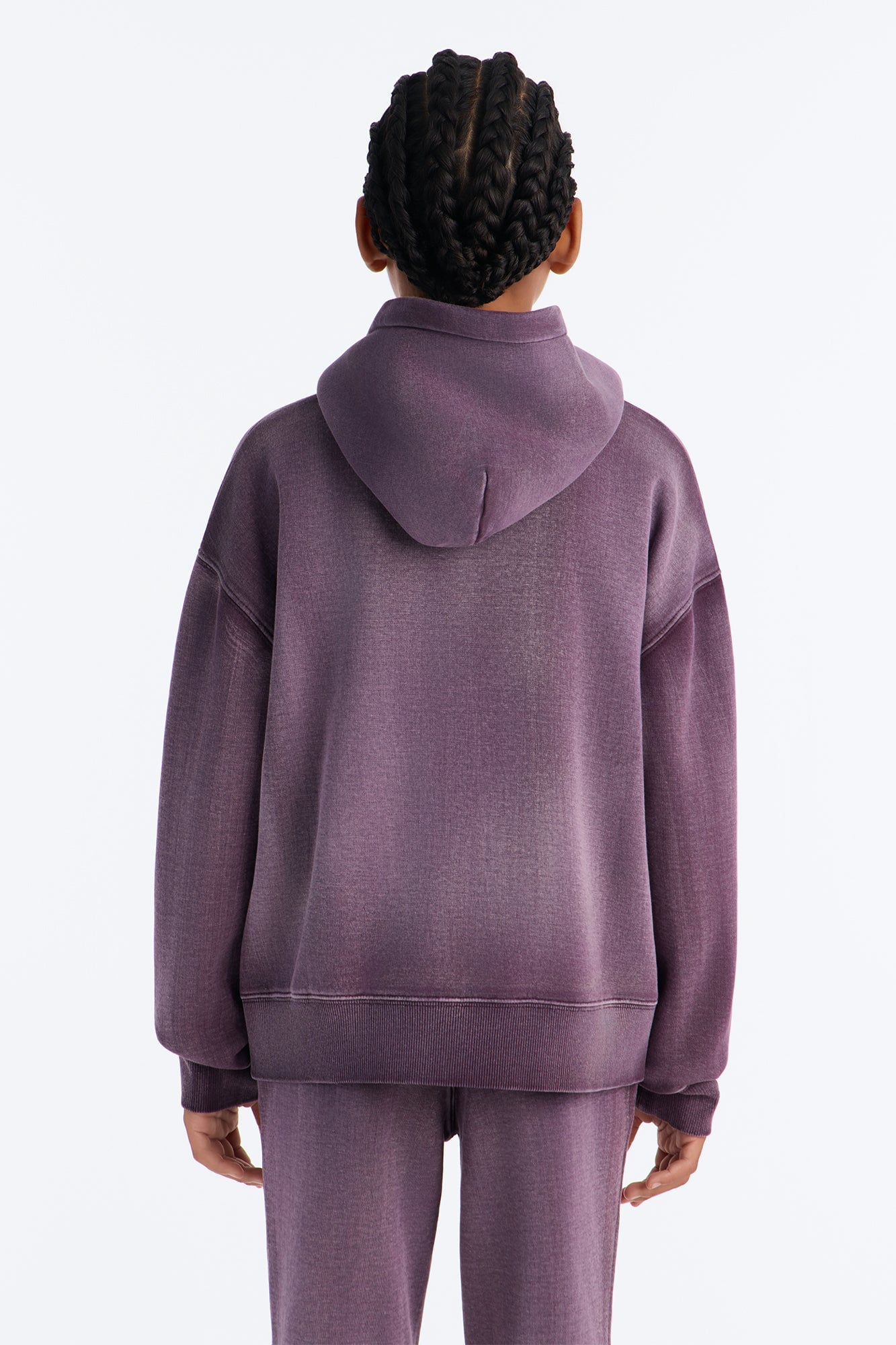 Mini Acid Wash Oversized Heavyweight Hoodie - Purple image 3