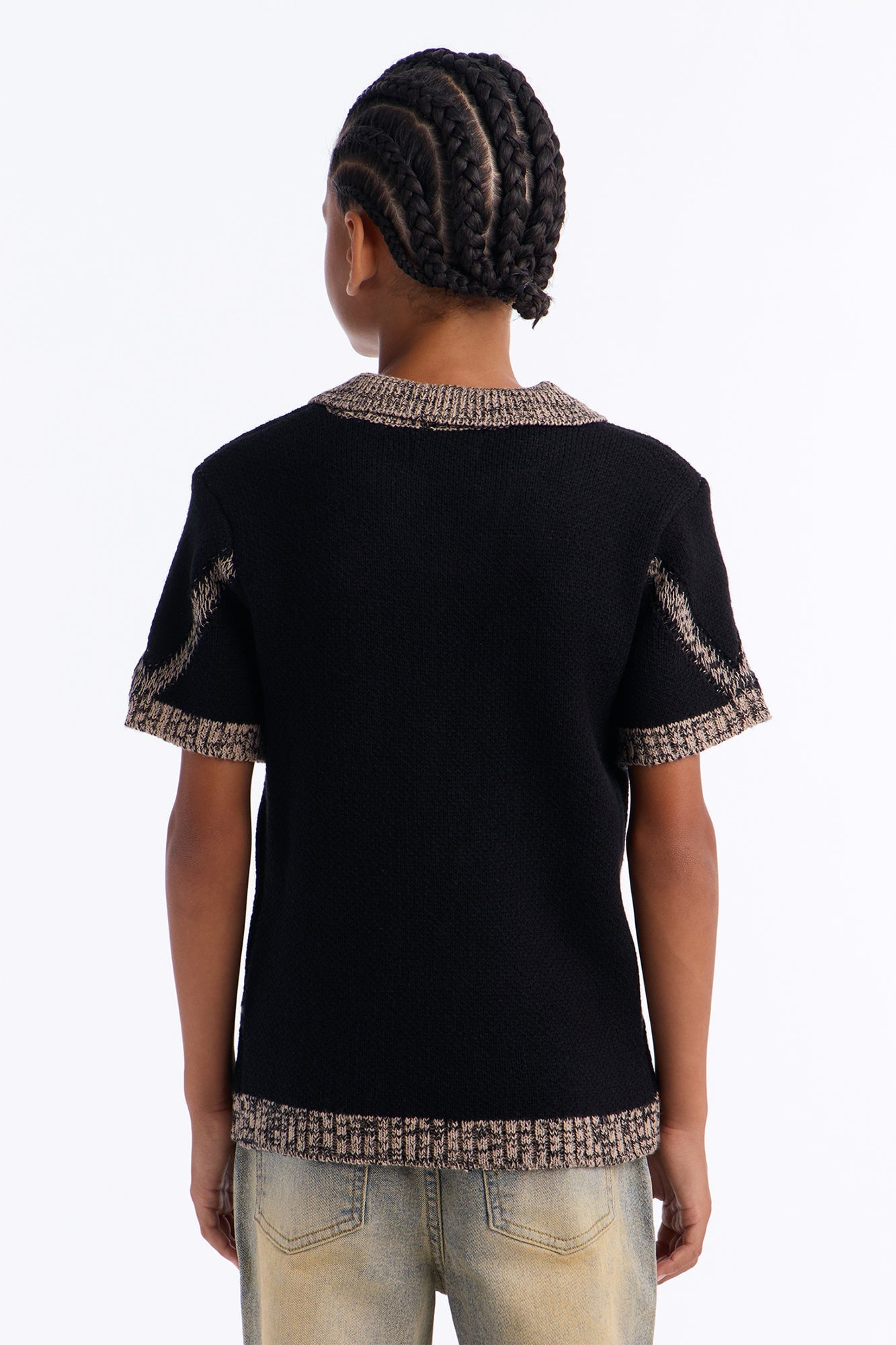 Mini Classic Argyle Knit Polo - Black image 3