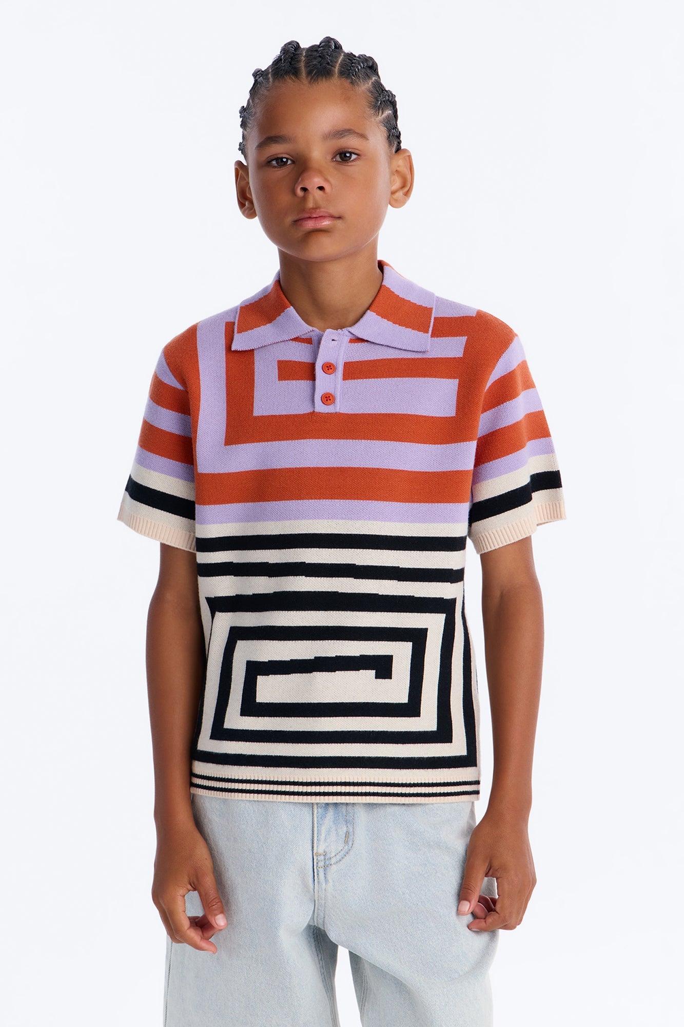 Mini Offset Sweater Polo - Orange image 1