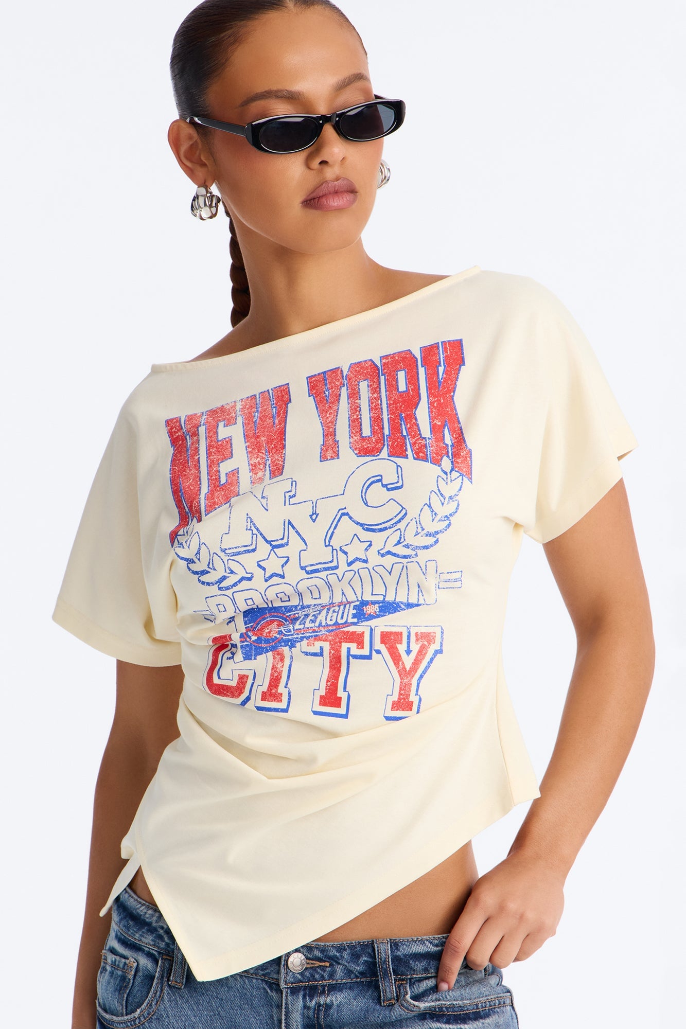 New York Lover Cinched Waist Top - Off White image 5