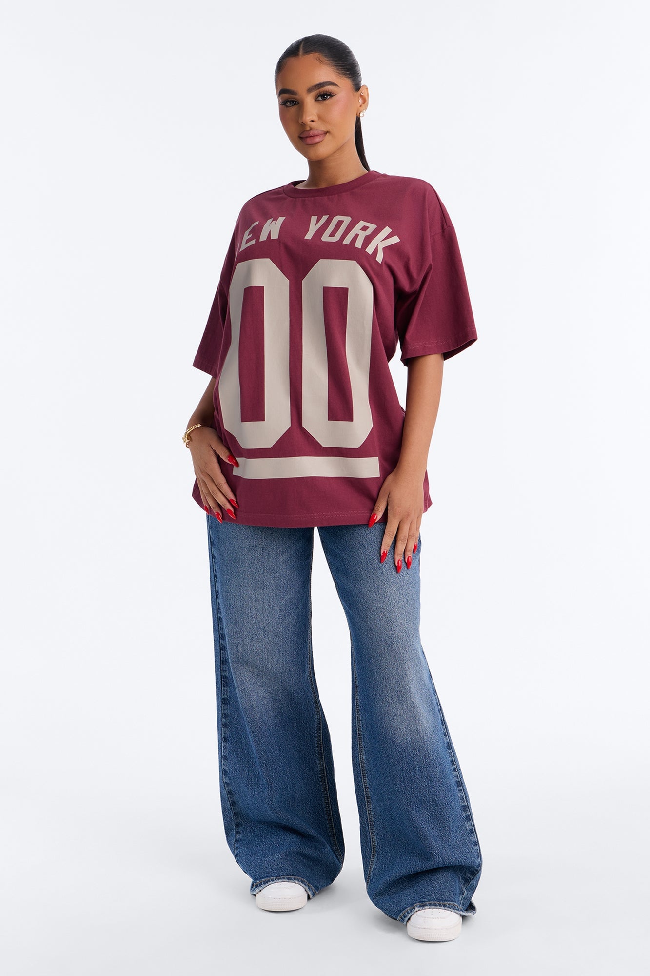 New York Staple Boxy Mock Tee - Burgundy image 5