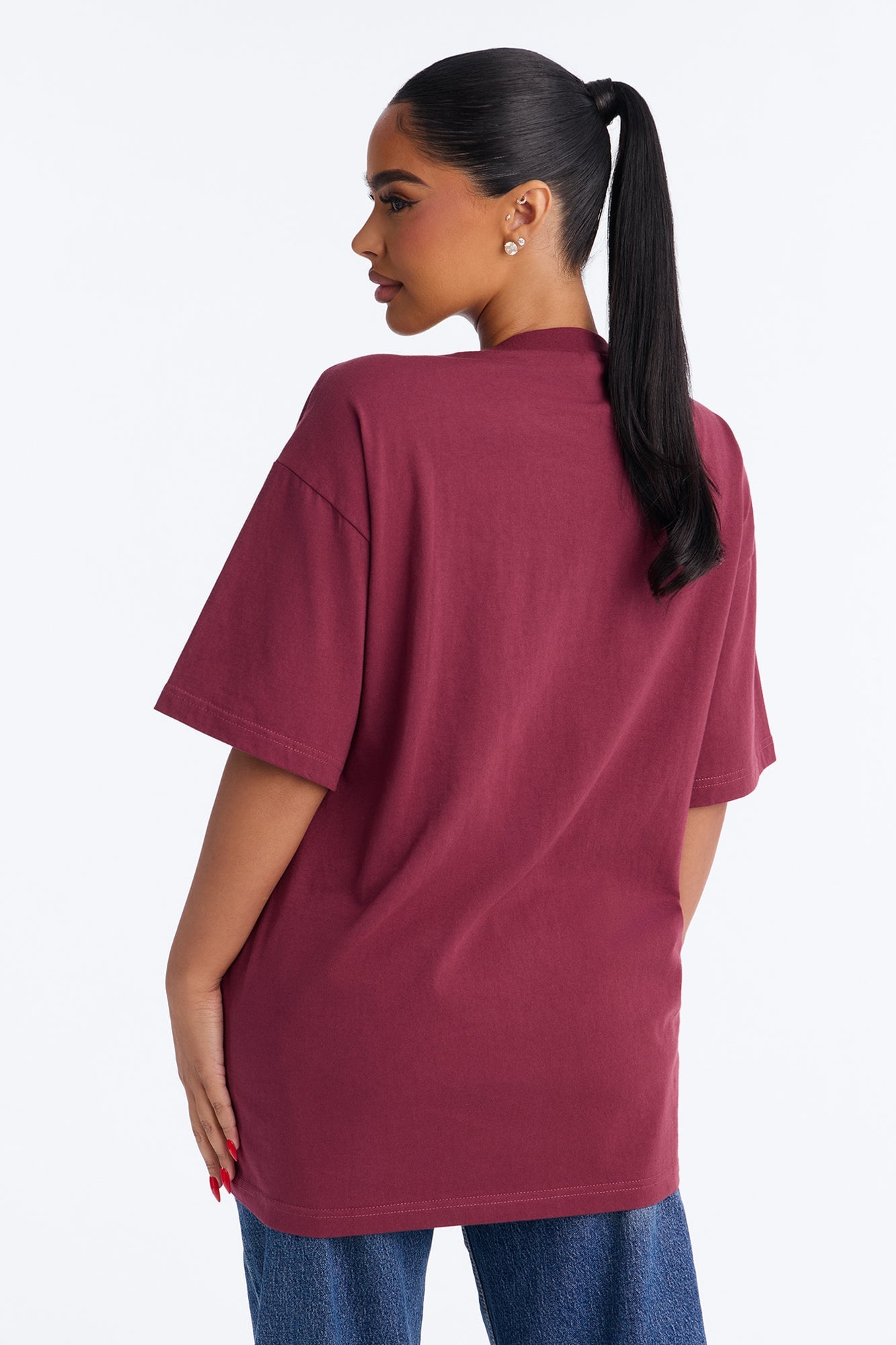New York Staple Boxy Mock Tee - Burgundy image 6