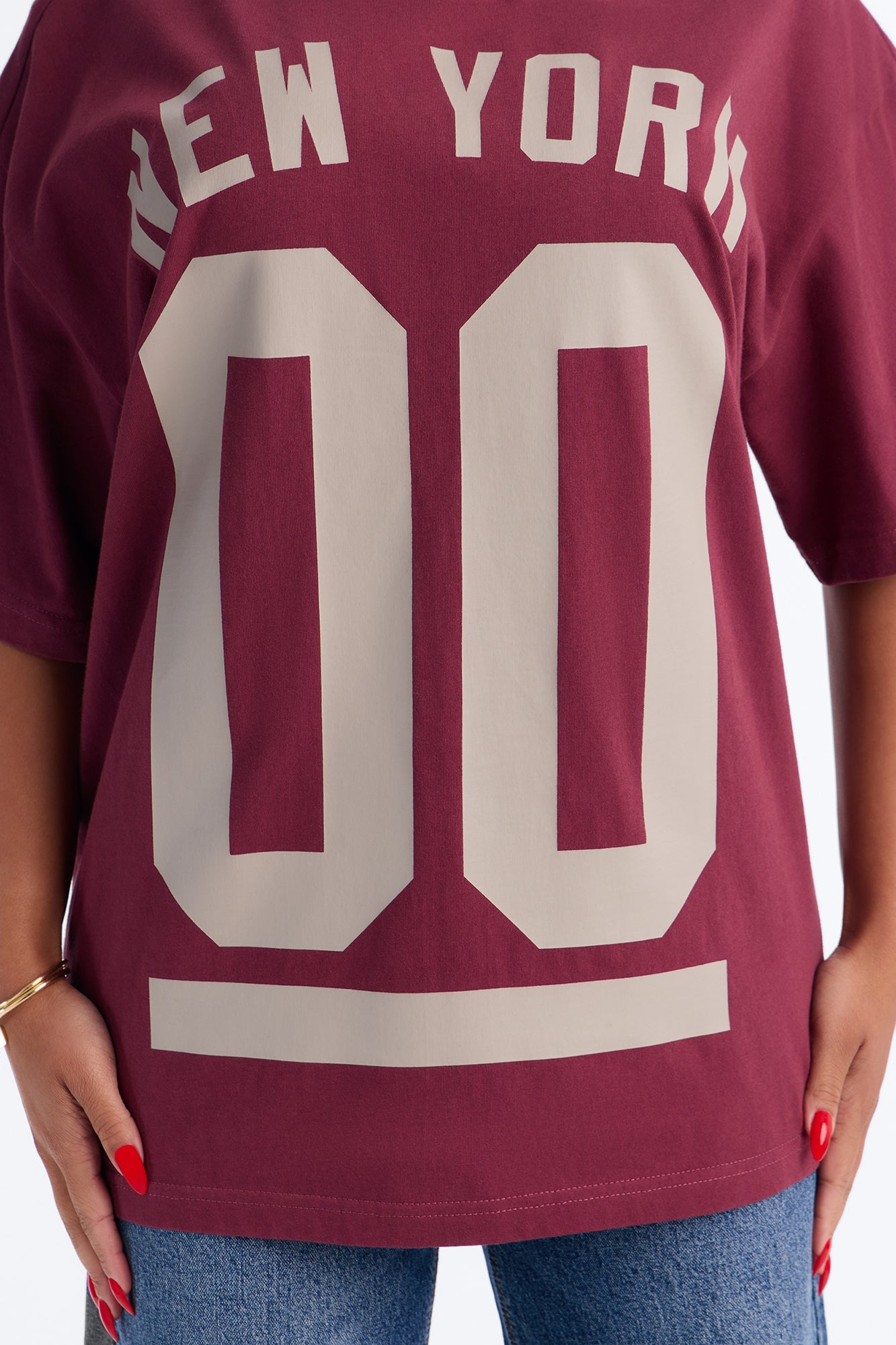 New York Staple Boxy Mock Tee - Burgundy image 7