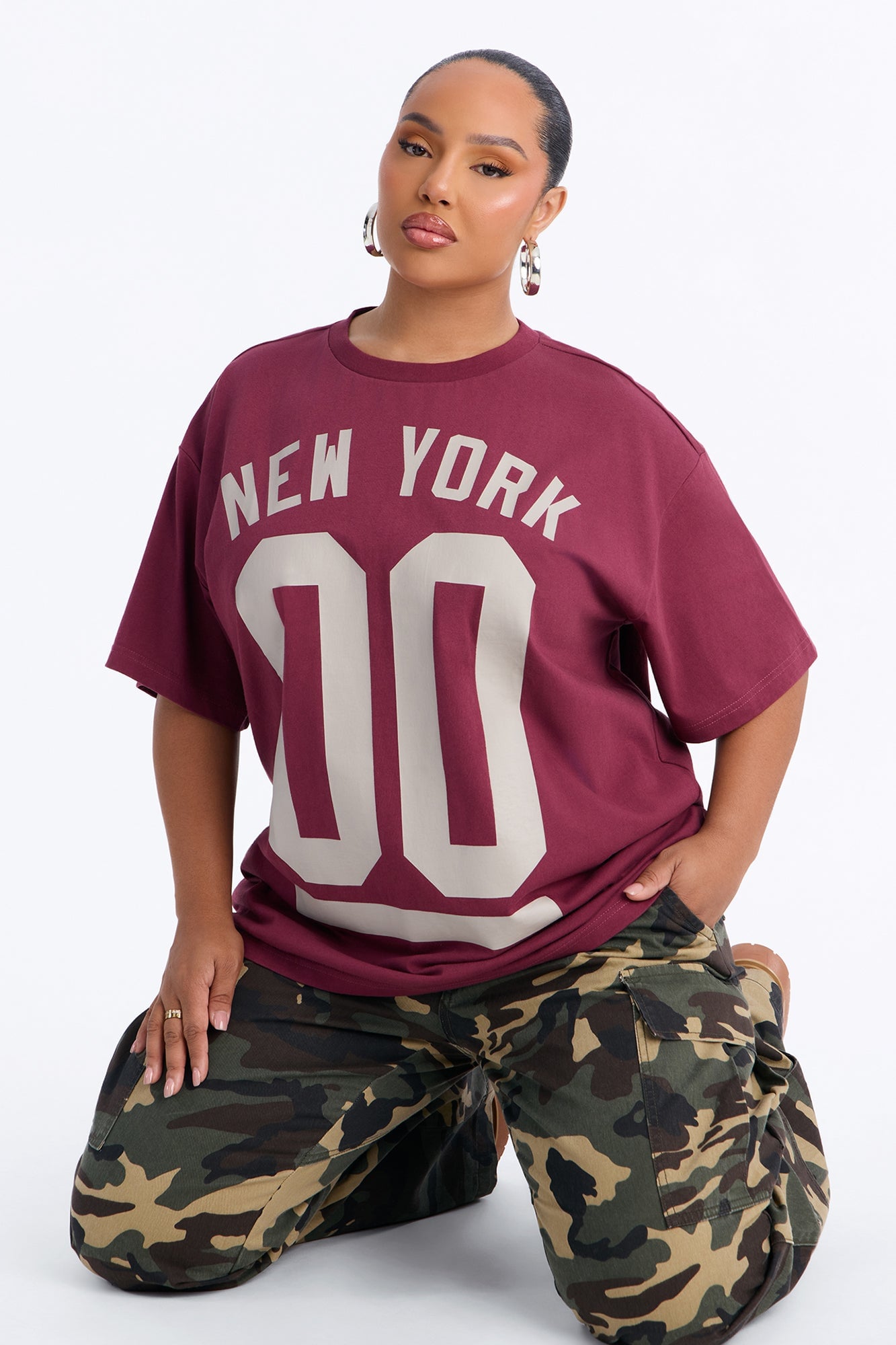 New York Staple Boxy Mock Tee - Burgundy image 2
