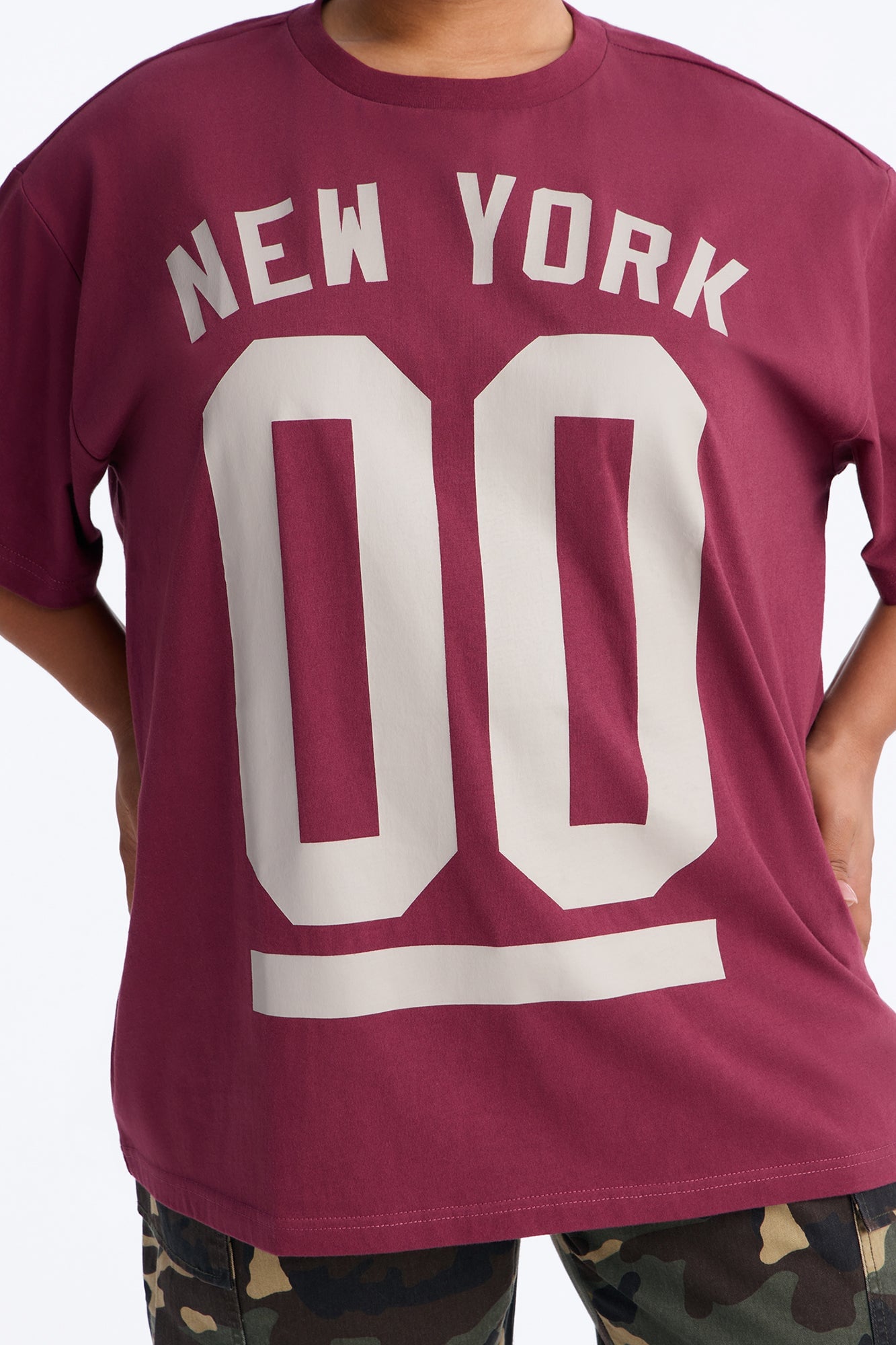 New York Staple Boxy Mock Tee - Burgundy image 3