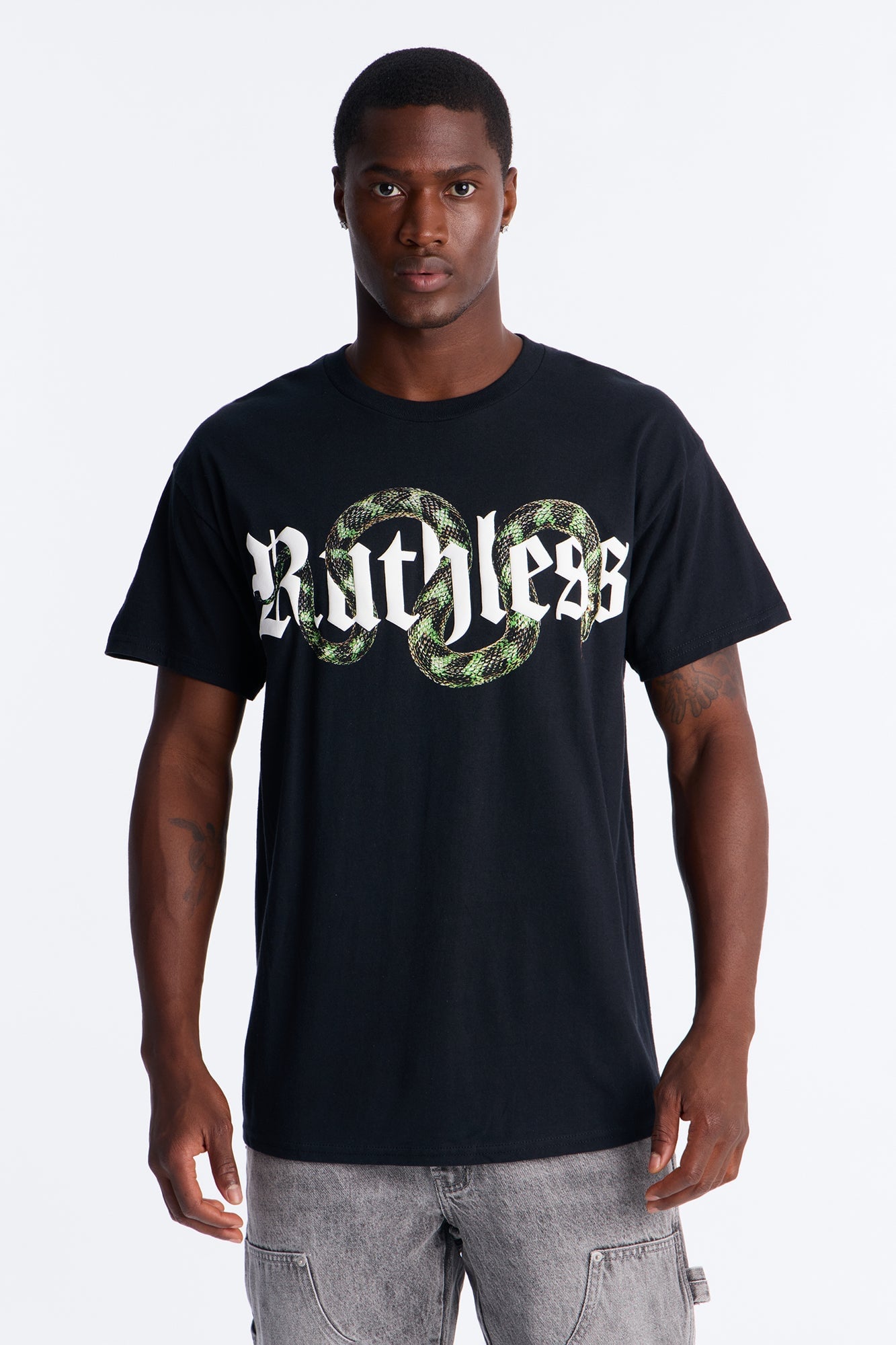 Ruthless Snake Oversized Short Sleeve Tee - Black image 4