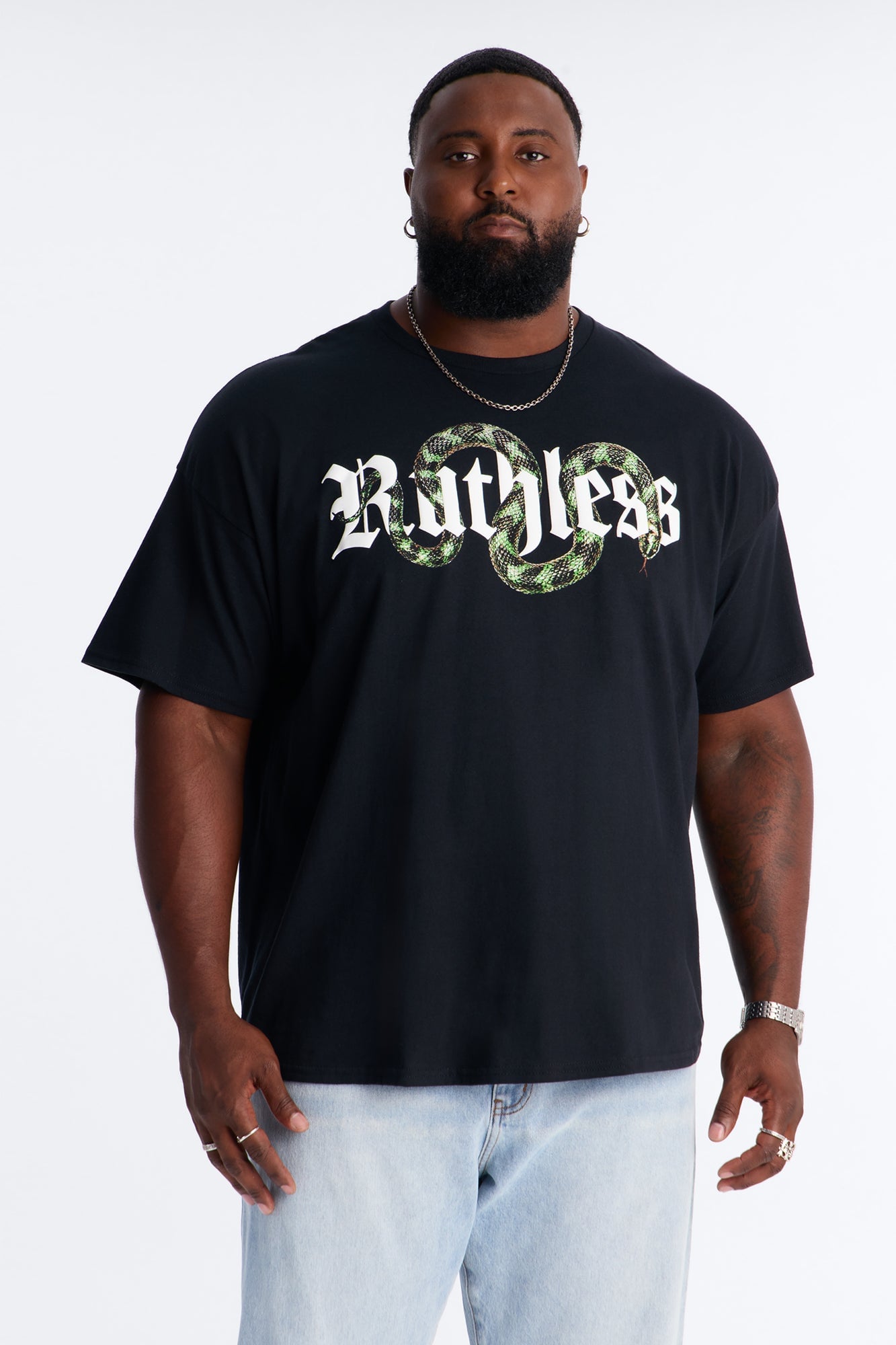 Ruthless Snake Oversized Short Sleeve Tee - Black image 1