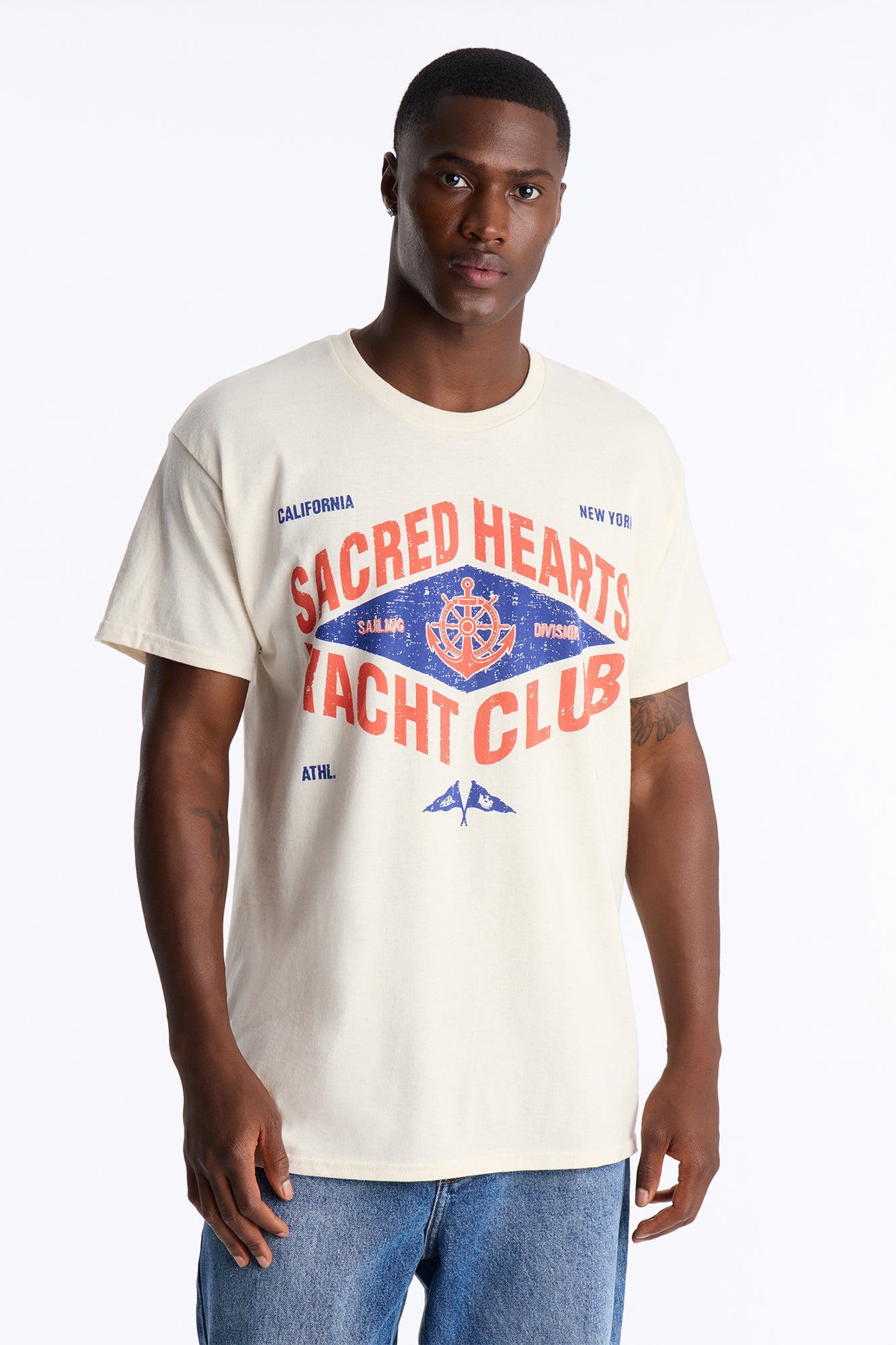 Sacred Hearts Yacht Club Oversized Short Sleeve Tee - Natural image 4