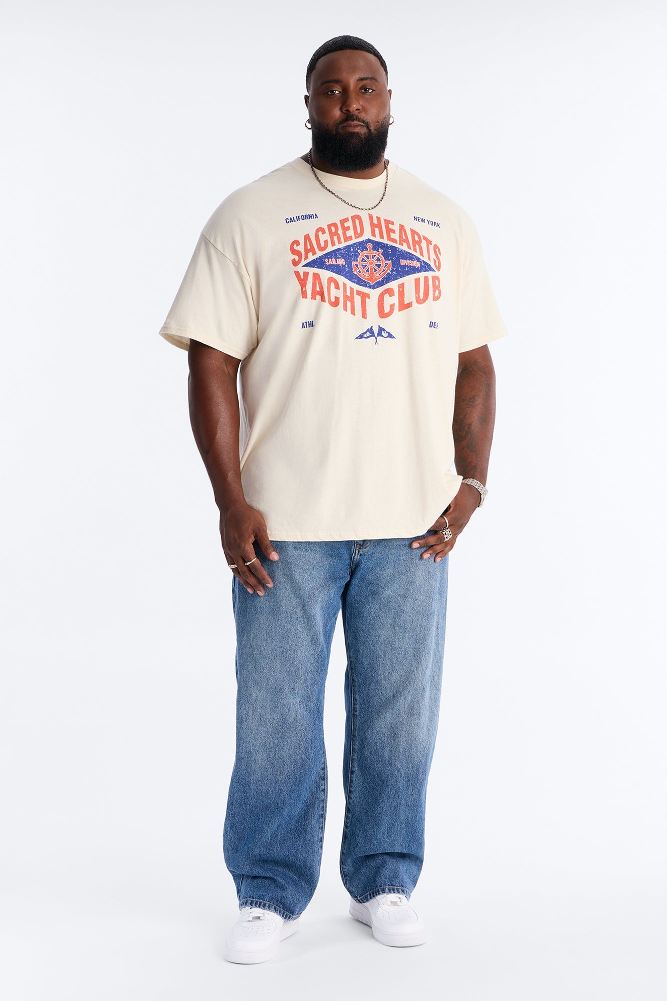 Sacred Hearts Yacht Club Oversized Short Sleeve Tee - Natural image 2