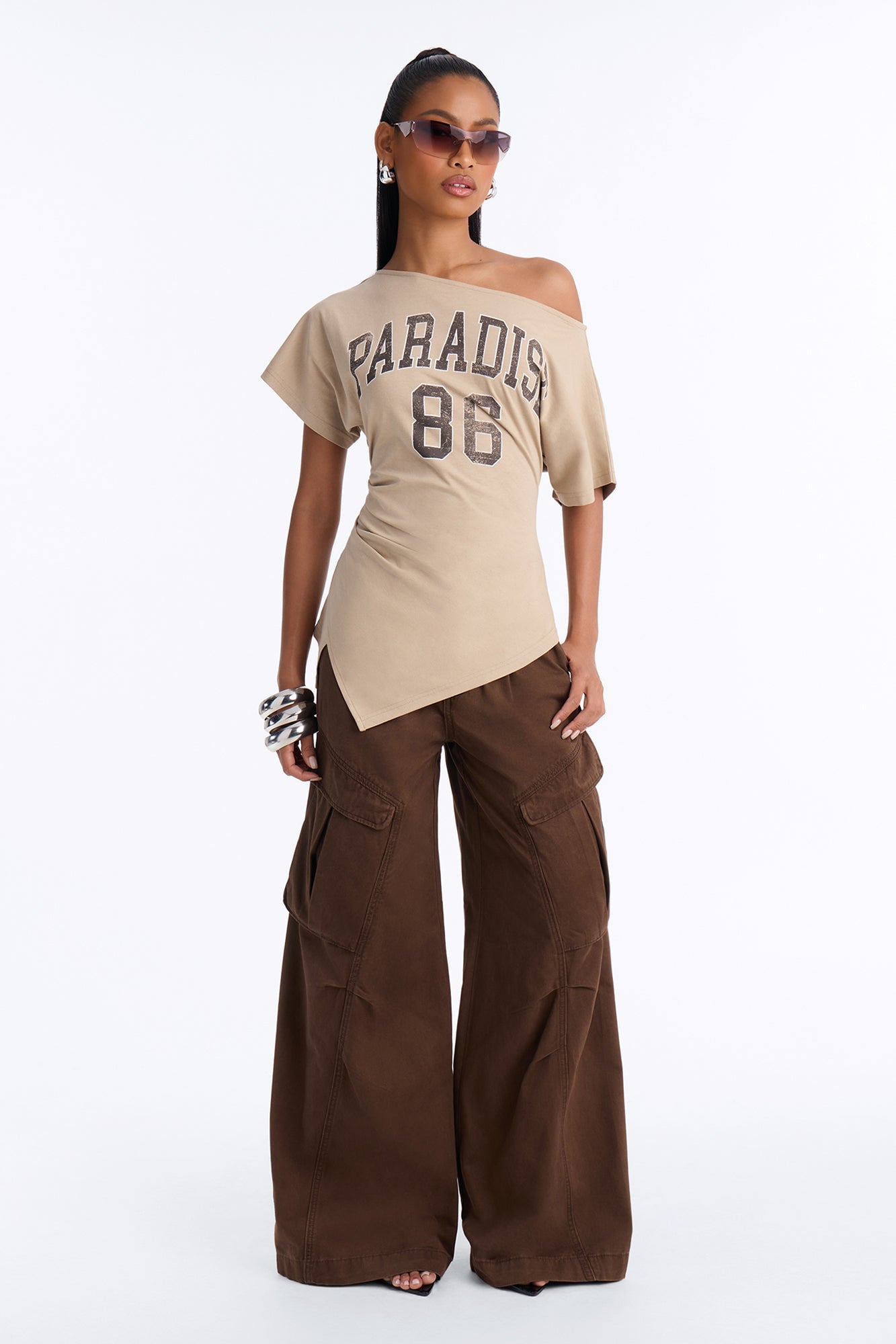 Lucky Paradise Cinched Waist Top - Taupe image 6