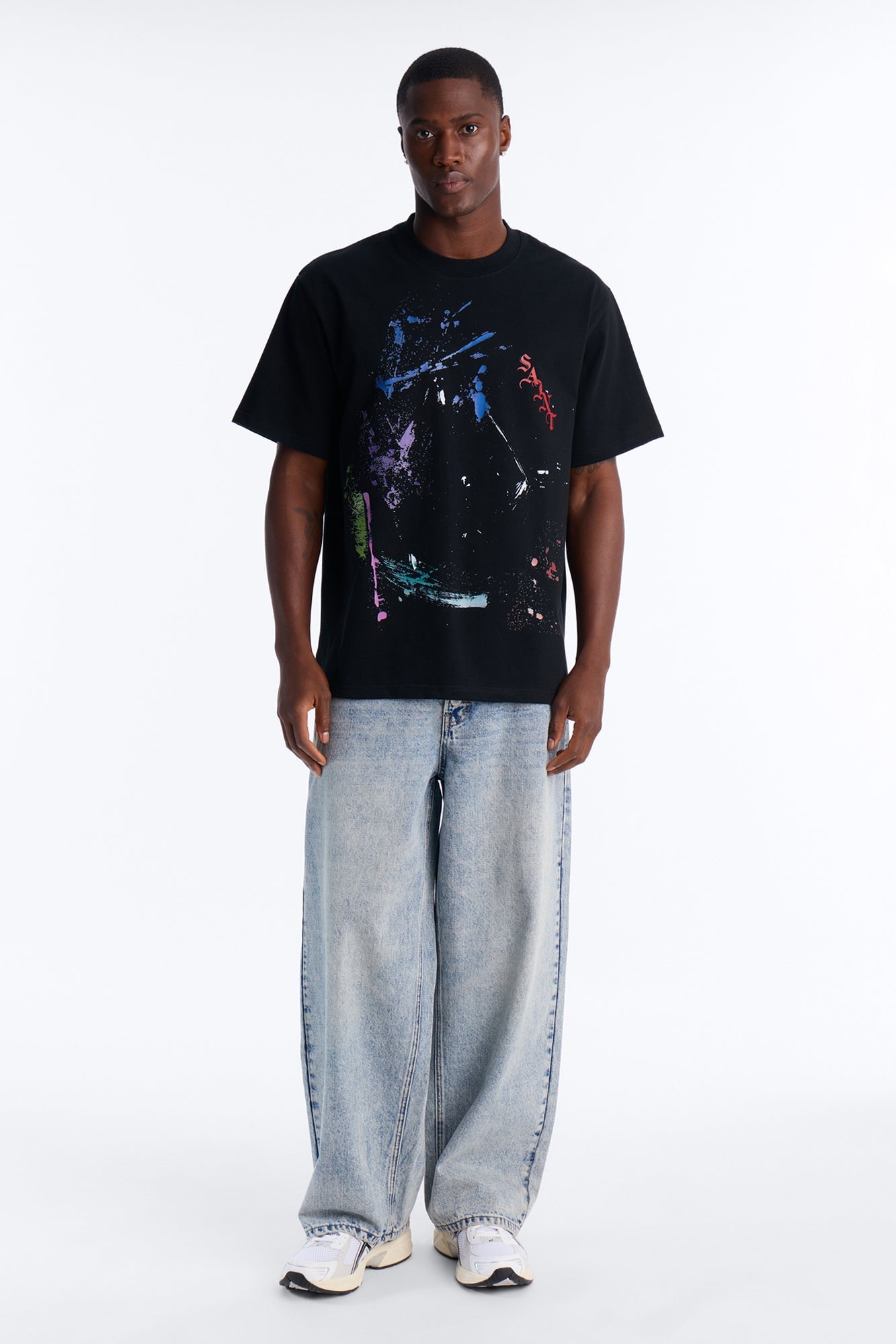 Saints Splatter Extra Heavyweight Oversized Short Sleeve Tee - Black image 2