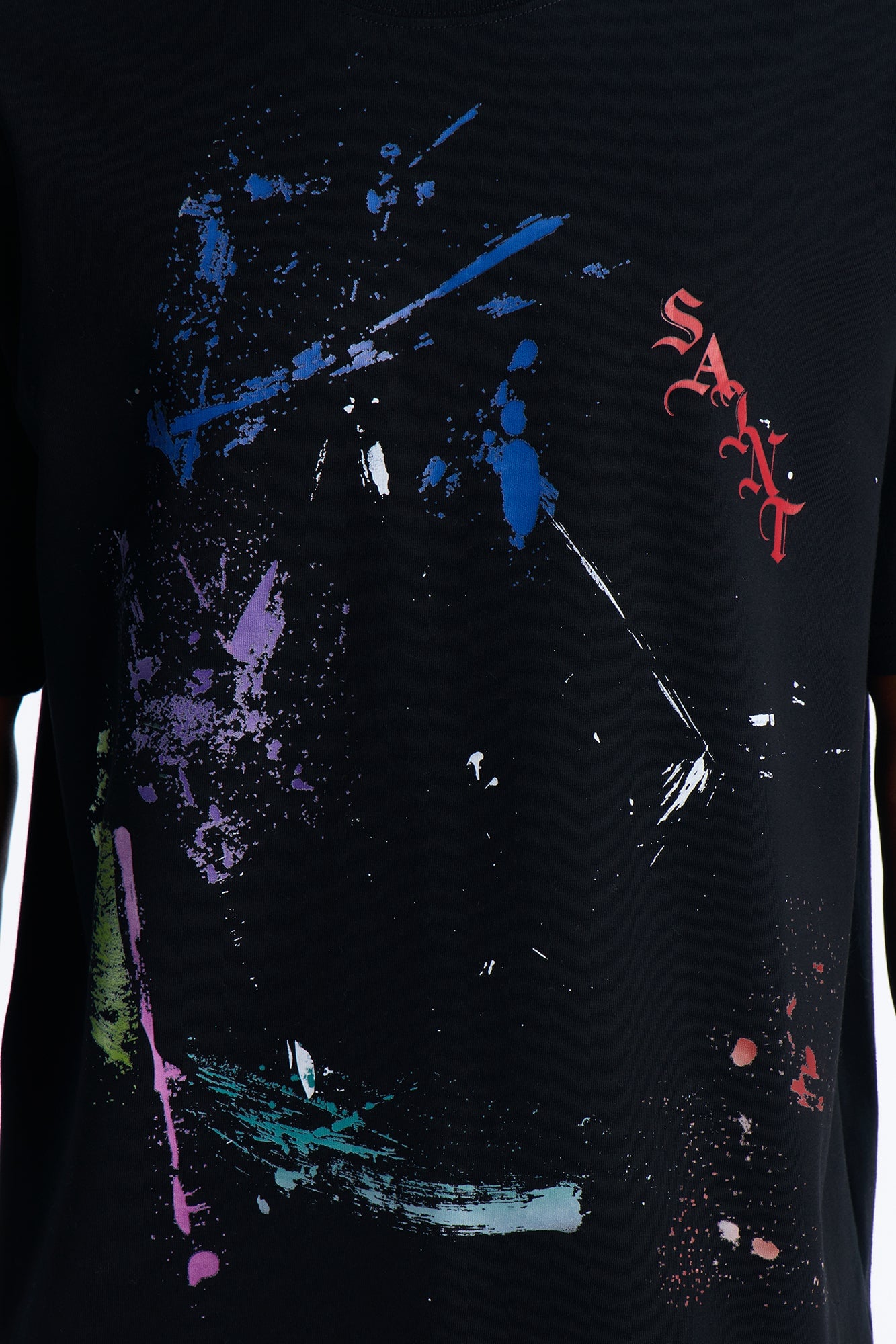 Saints Splatter Extra Heavyweight Oversized Short Sleeve Tee - Black image 3