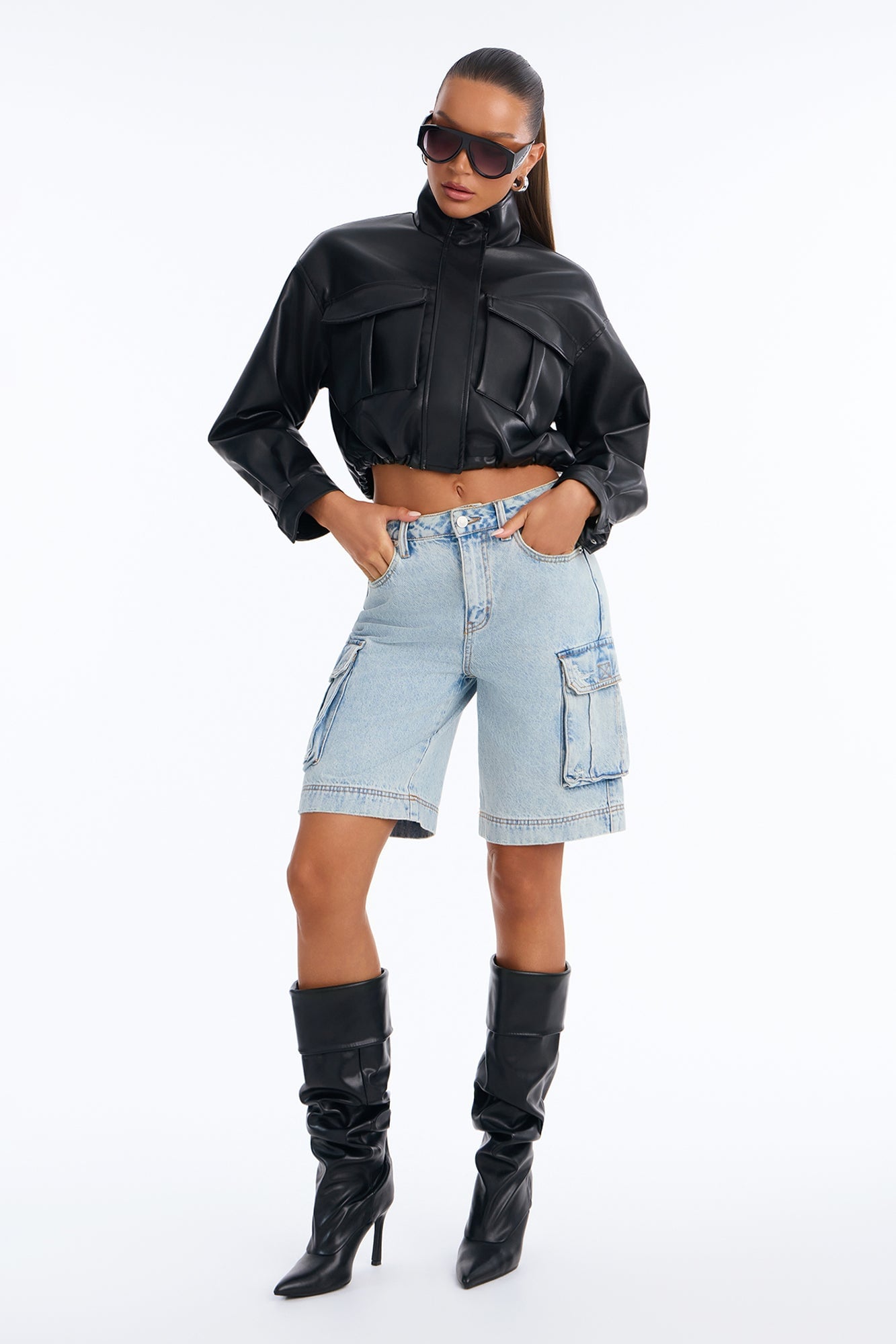 In High Demand Non Stretch Cargo Bermuda Shorts - Light Wash image 6