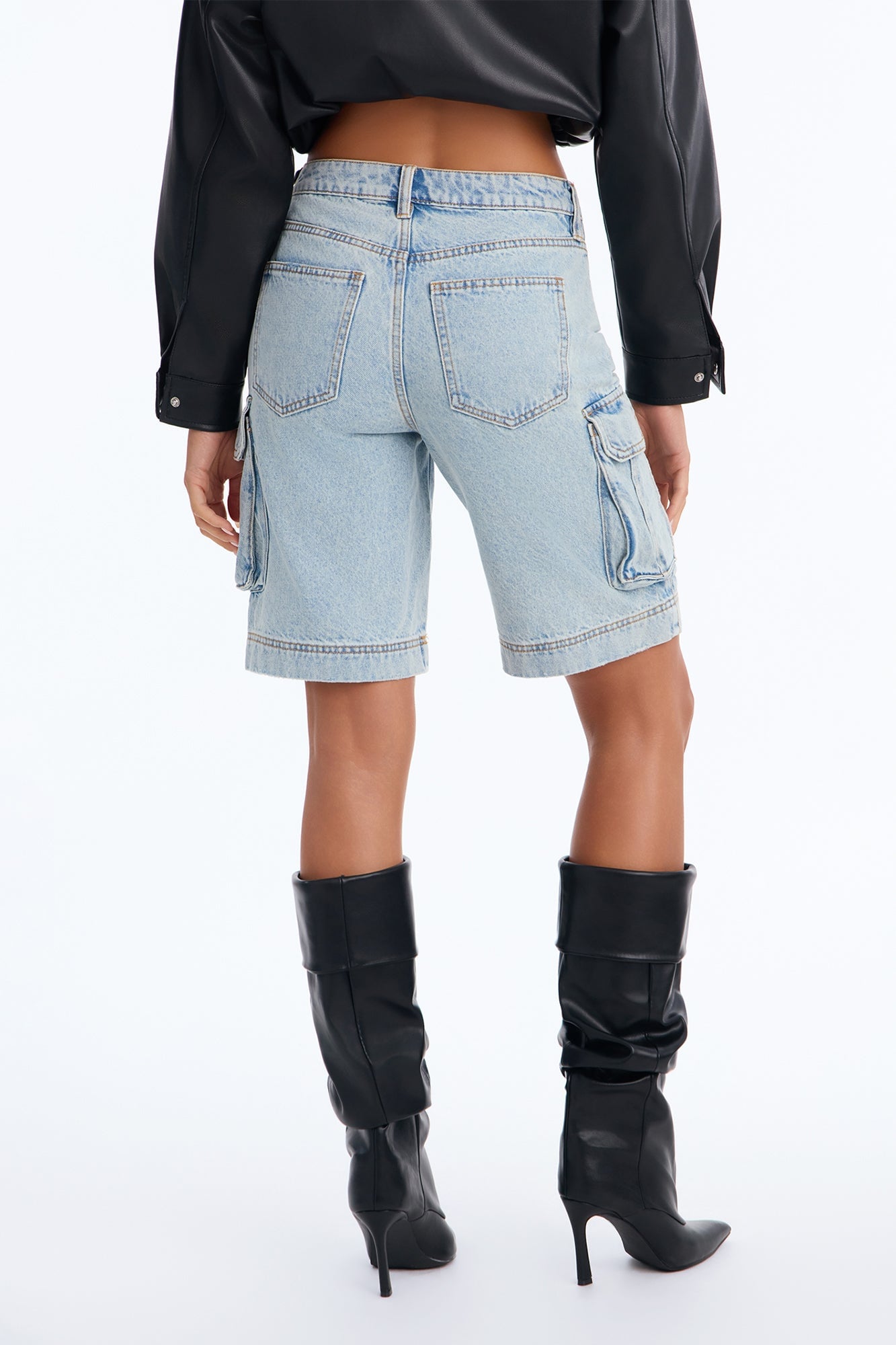 In High Demand Non Stretch Cargo Bermuda Shorts - Light Wash image 8