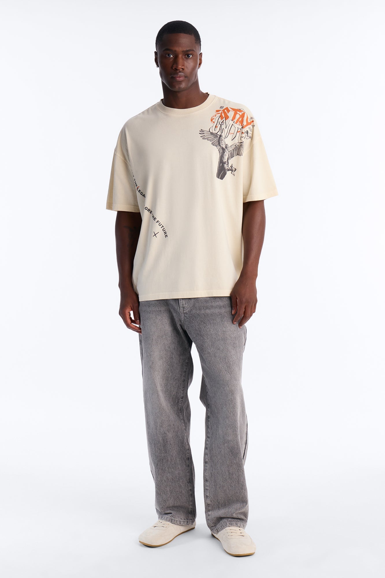 Stay United Oversized Short Sleeve Tee - Cream image 7