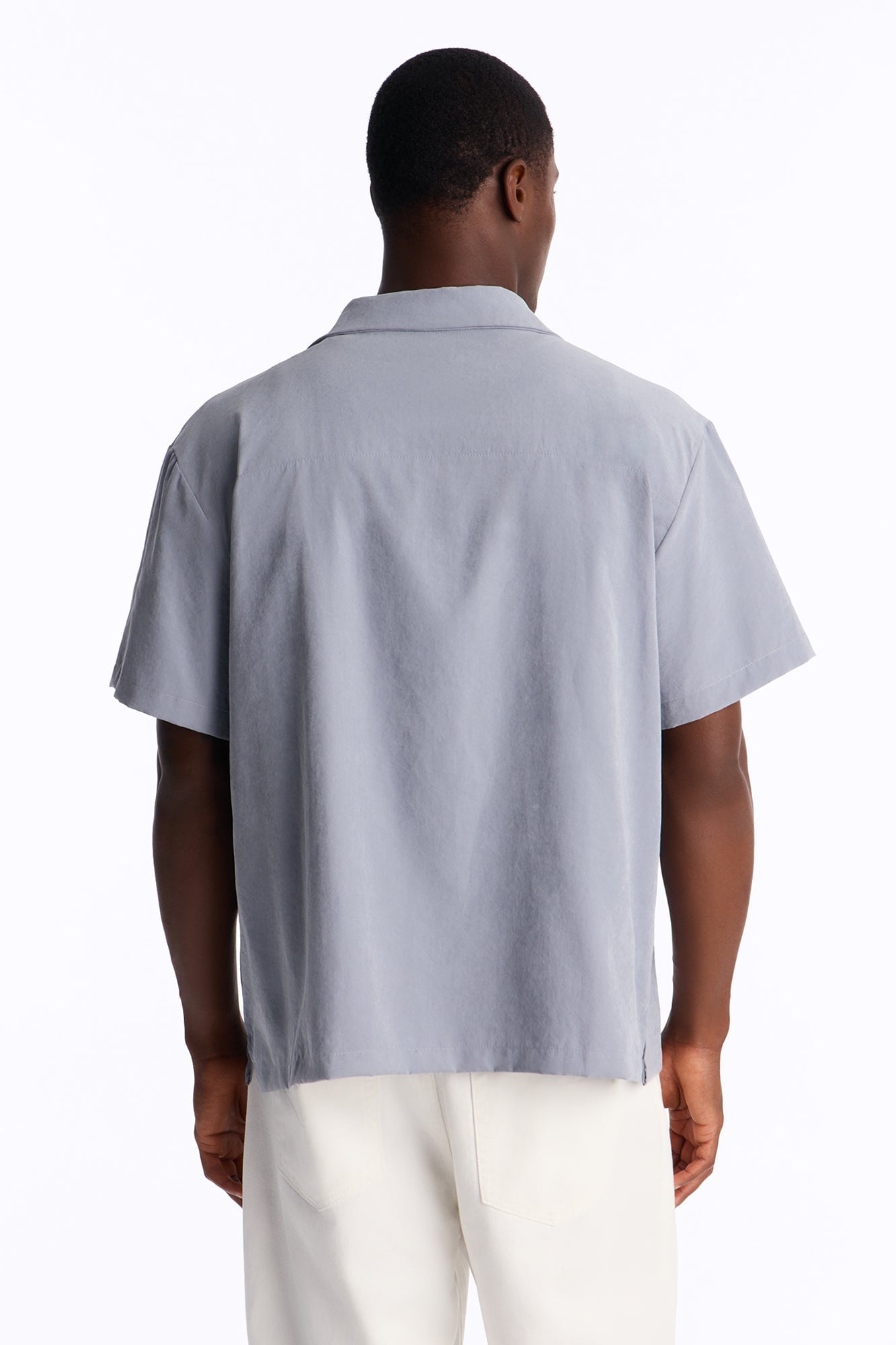 Neo Faux Suede Relaxed Cuban Collar Shirt - Slate Blue image 8