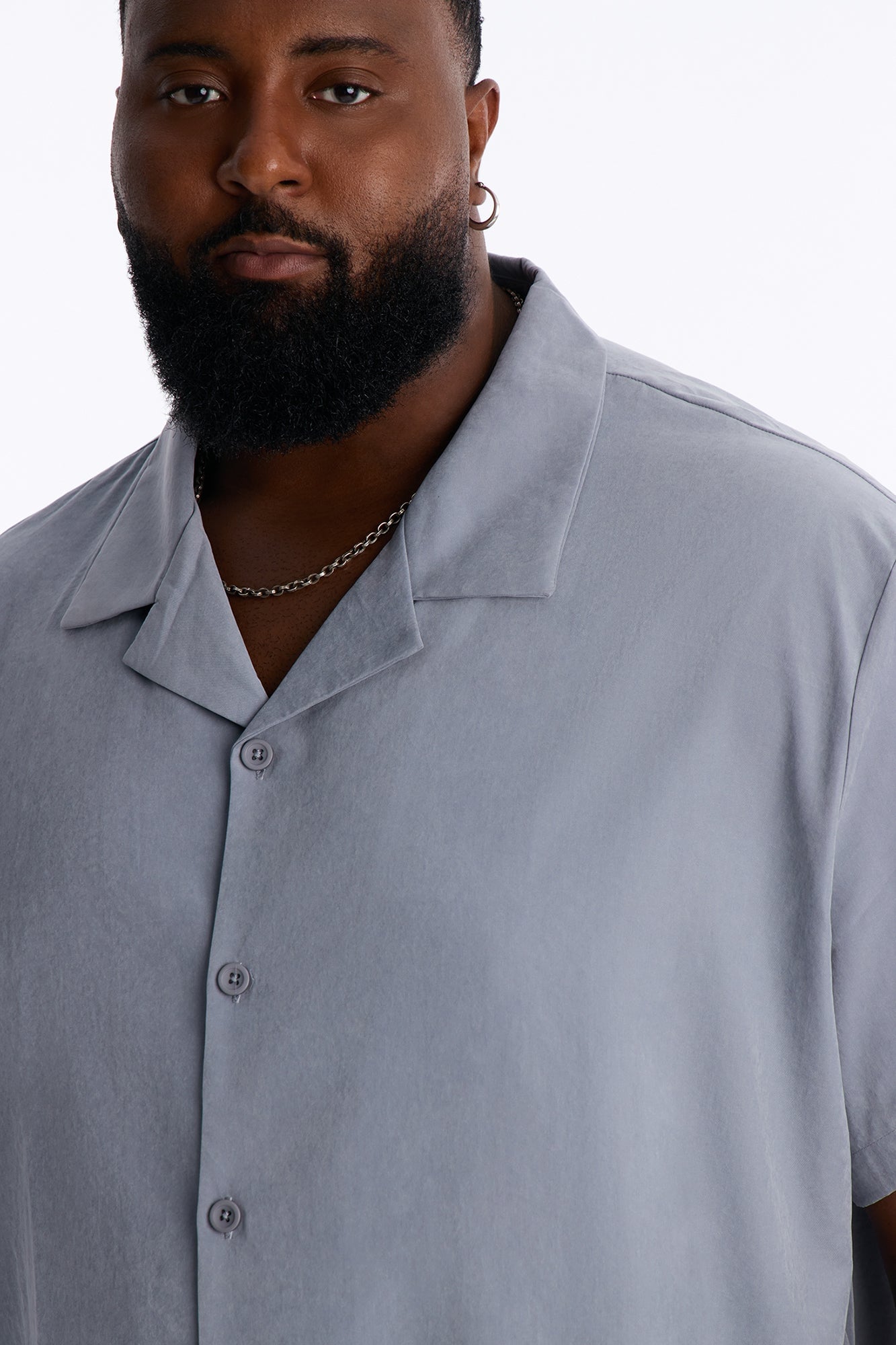 Neo Faux Suede Relaxed Cuban Collar Shirt - Slate Blue image 3