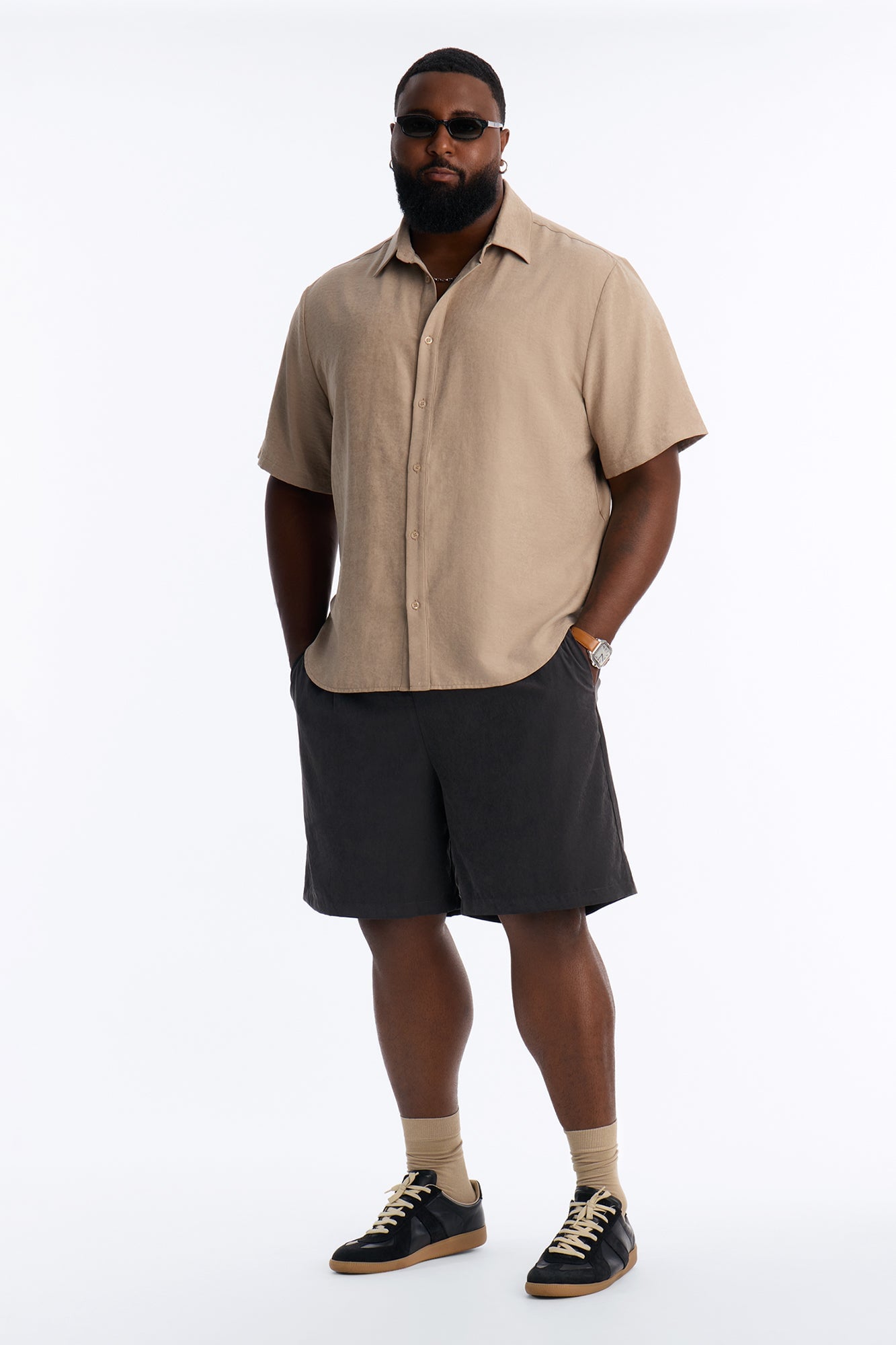 Neo Faux Suede Relaxed Trouser Short - Black image 2
