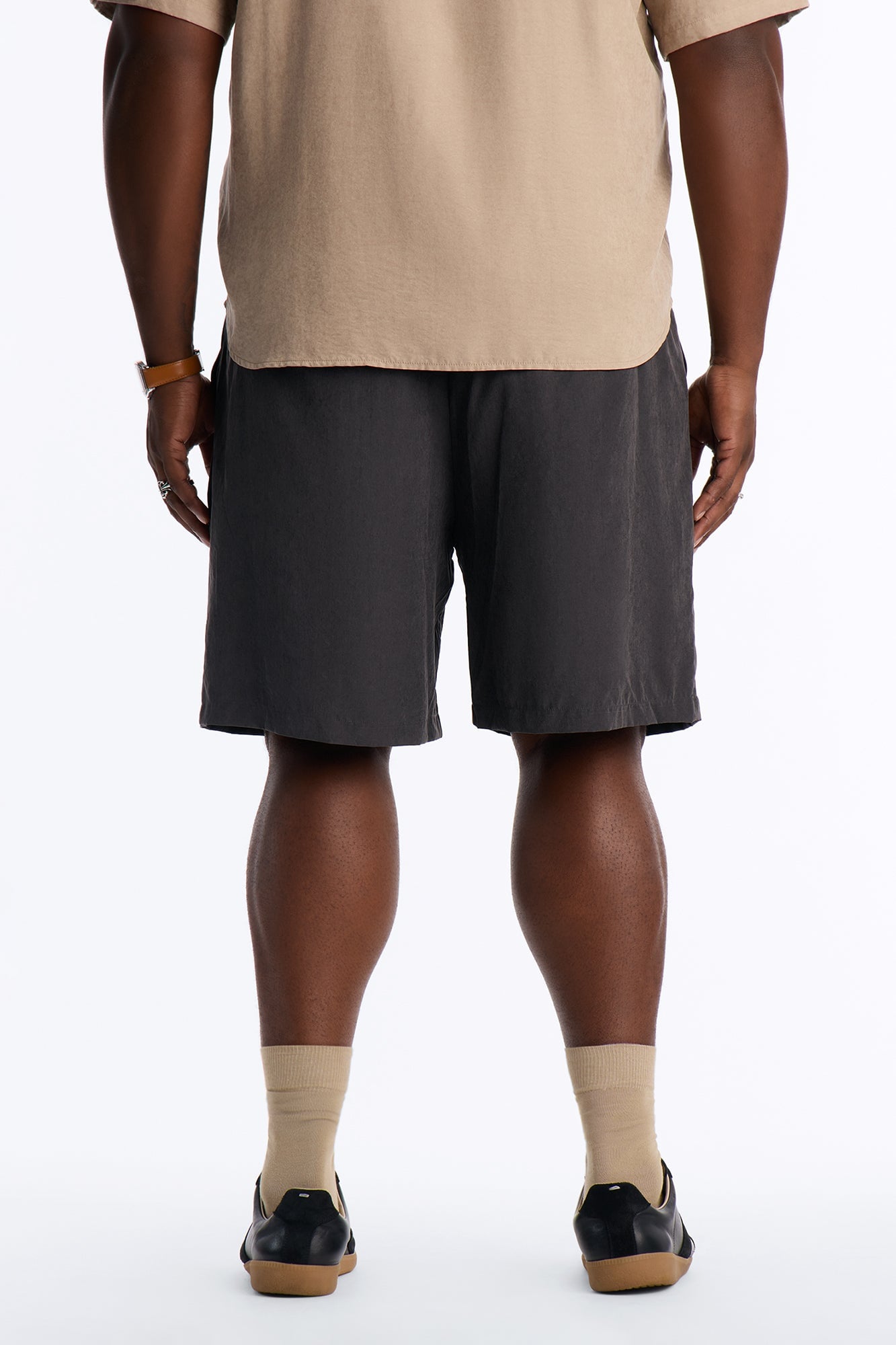 Neo Faux Suede Relaxed Trouser Short - Black image 4