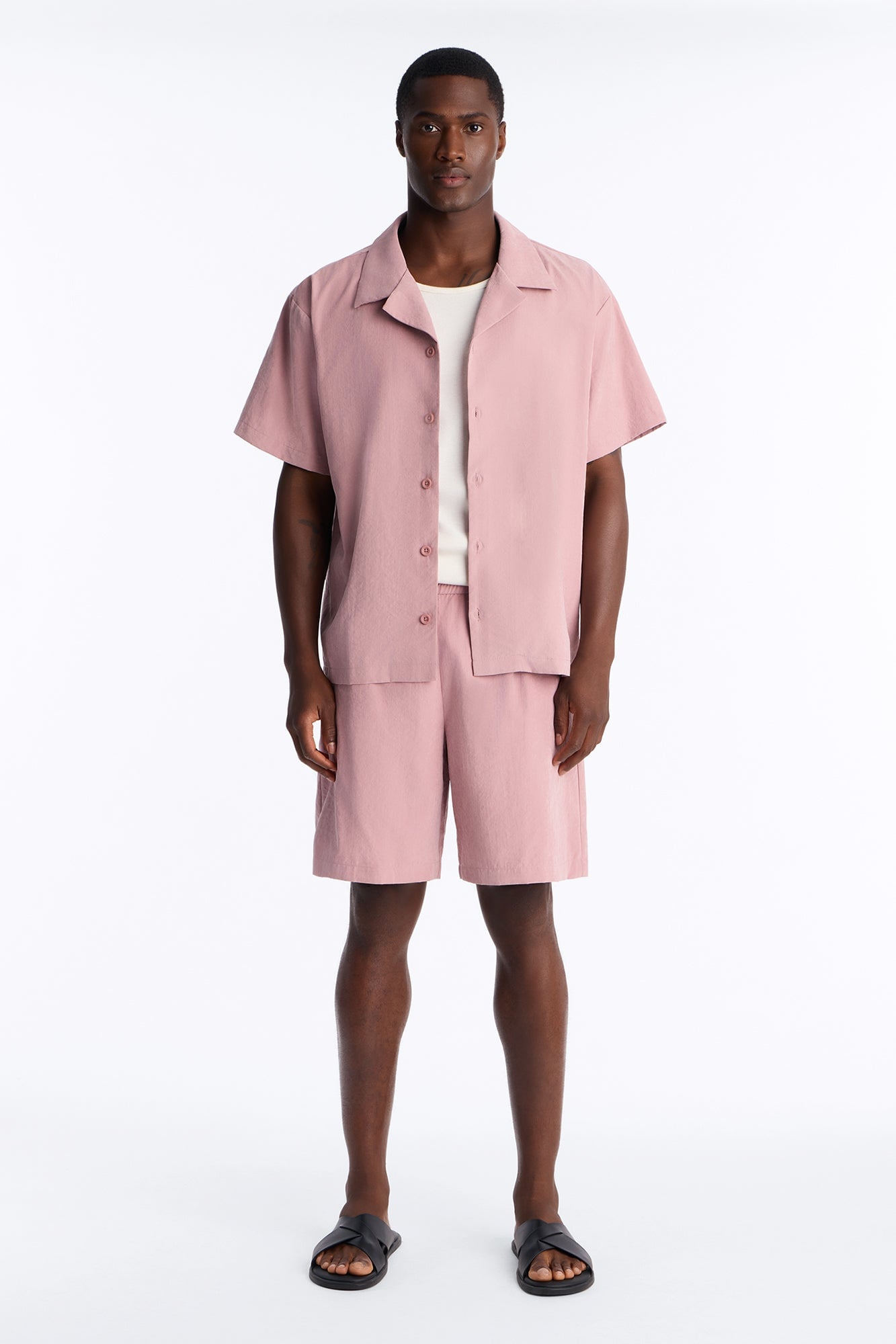 Neo Faux Suede Relaxed Trouser Short - Mauve image 5